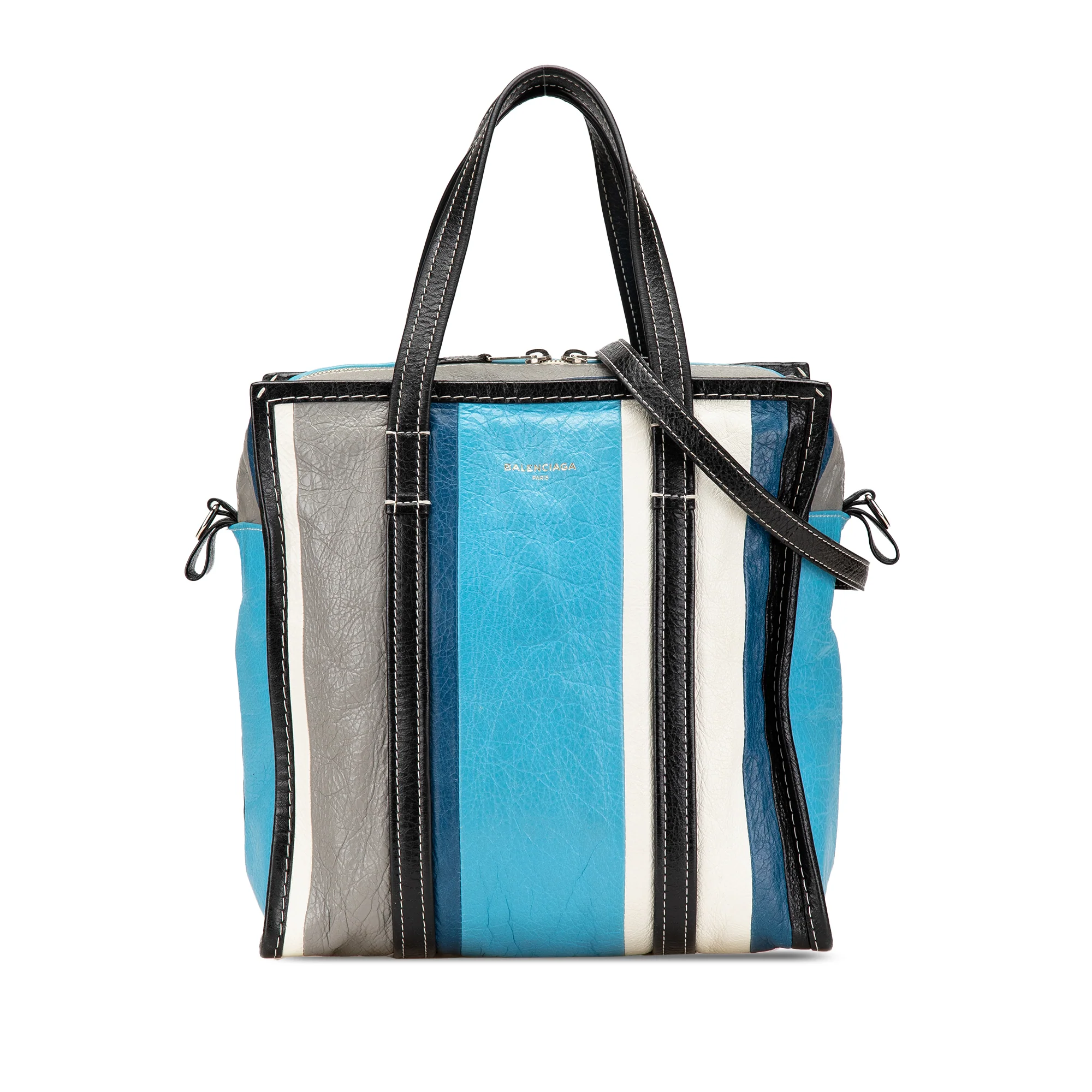 Balenciaga | Pre-Owned S Lambskin Bazar Shopper Satchel | Blue/Aqua