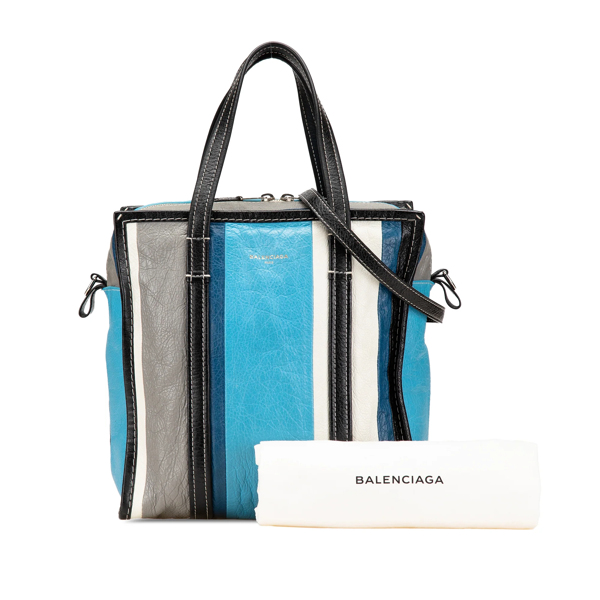 Balenciaga | Pre-Owned S Lambskin Bazar Shopper Satchel | Blue/Aqua - Image 6