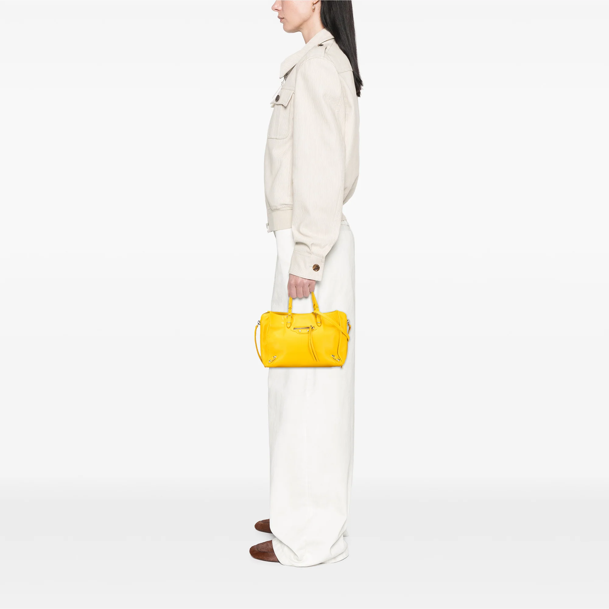 Balenciaga | Pre-Owned Veau Papier A6 Zip Around Tote | Yellow - Image 2