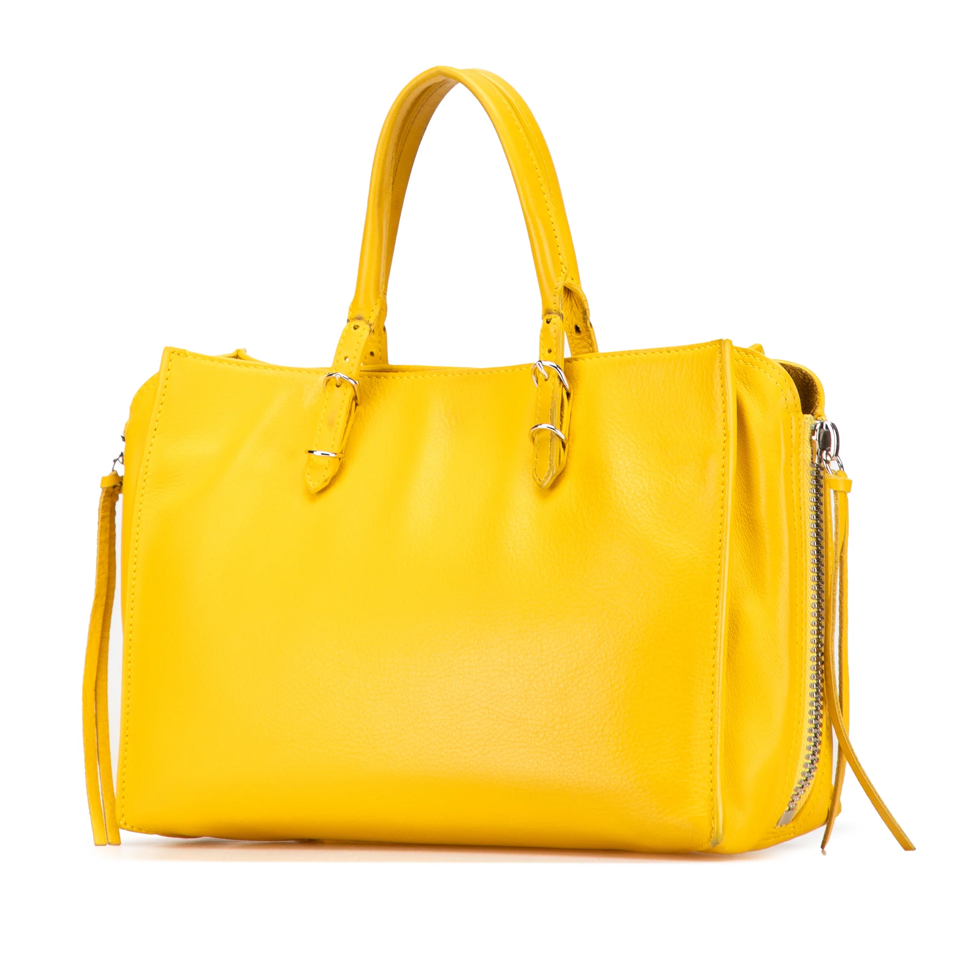 Balenciaga | Pre-Owned Veau Papier A6 Zip Around Tote | Yellow - Image 3