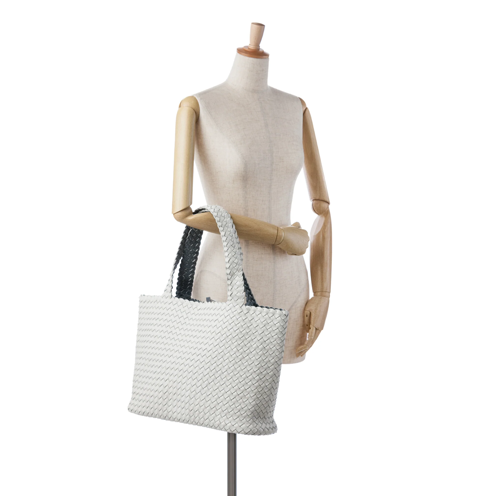 Bottega Veneta | Pre-Owned Bicolor Intrecciato Tote | White - Image 3