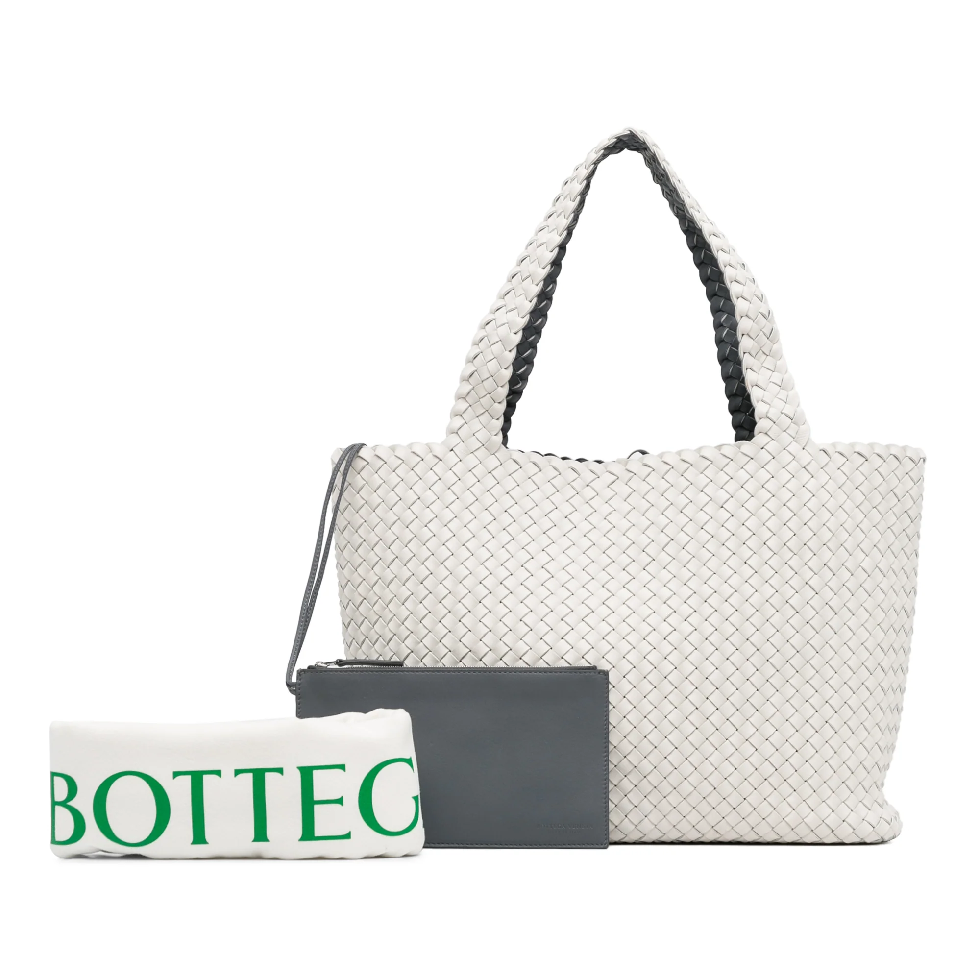 Bottega Veneta | Pre-Owned Bicolor Intrecciato Tote | White - Image 4
