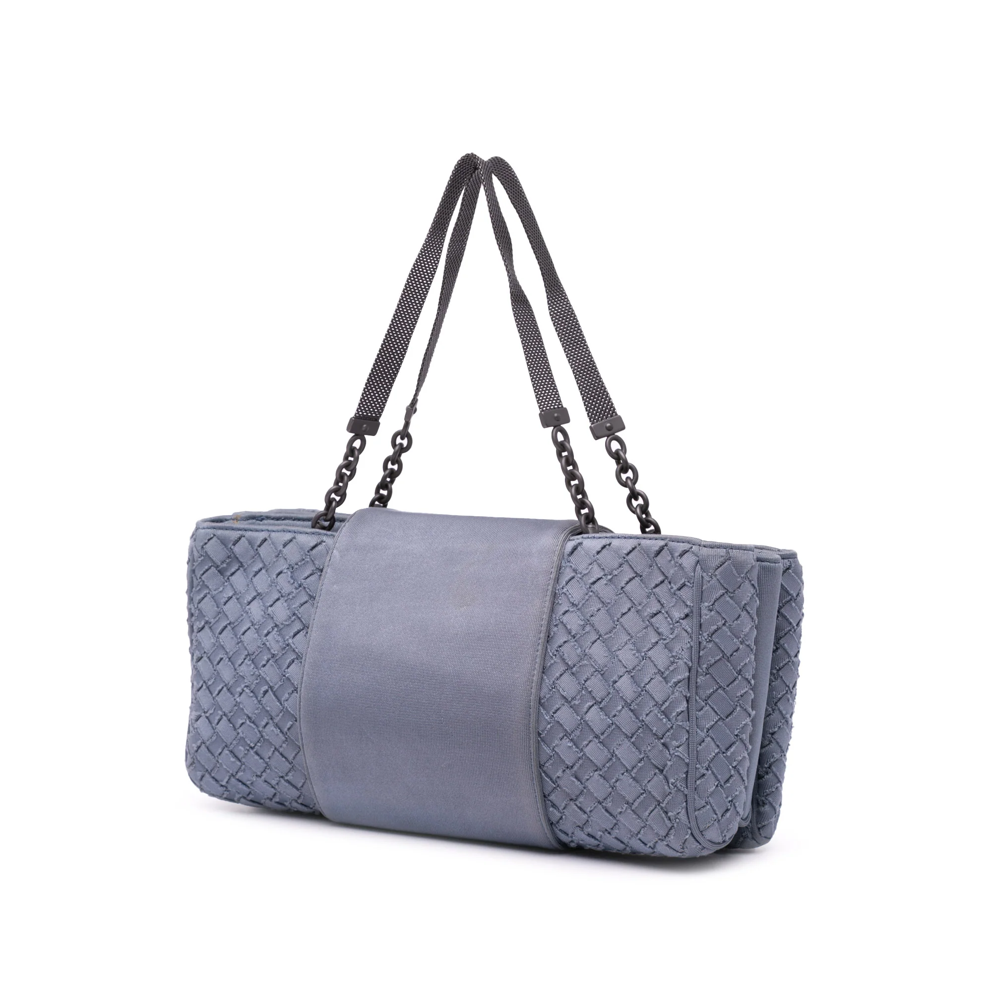 Bottega Veneta | Pre-Owned Canvas Intrecciato Buckle Flap Handbag | Blue/Denim - Image 7