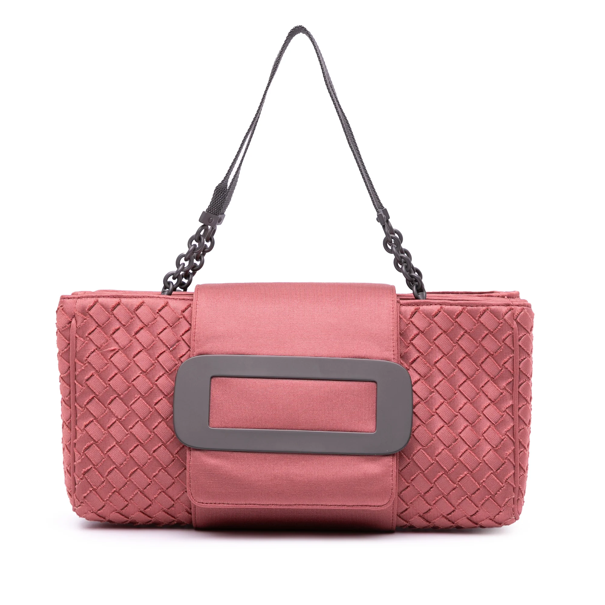 Bottega Veneta | Pre-Owned Canvas Intrecciato Buckle Flap Handbag | Pink