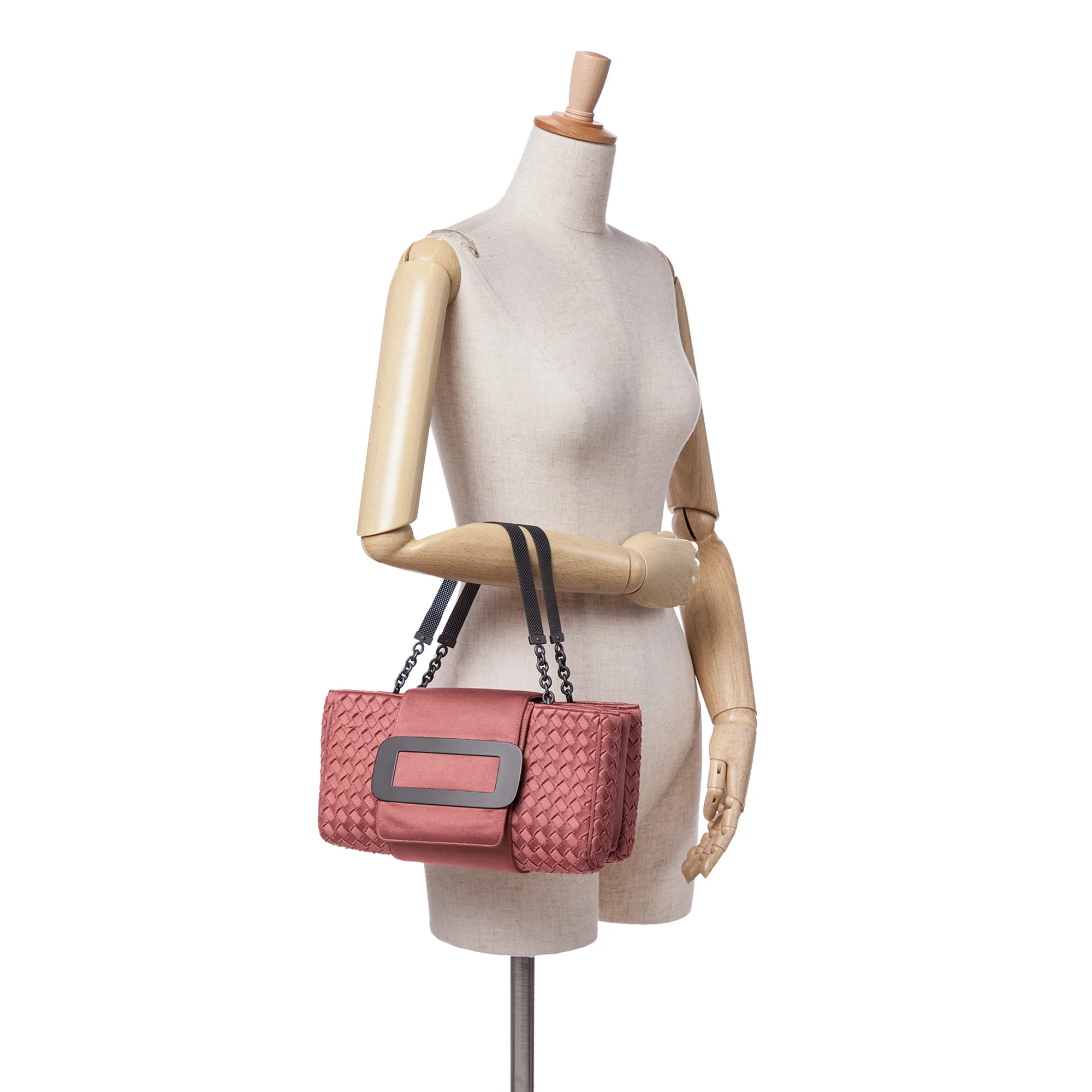 Bottega Veneta | Pre-Owned Canvas Intrecciato Buckle Flap Handbag | Pink - Image 4