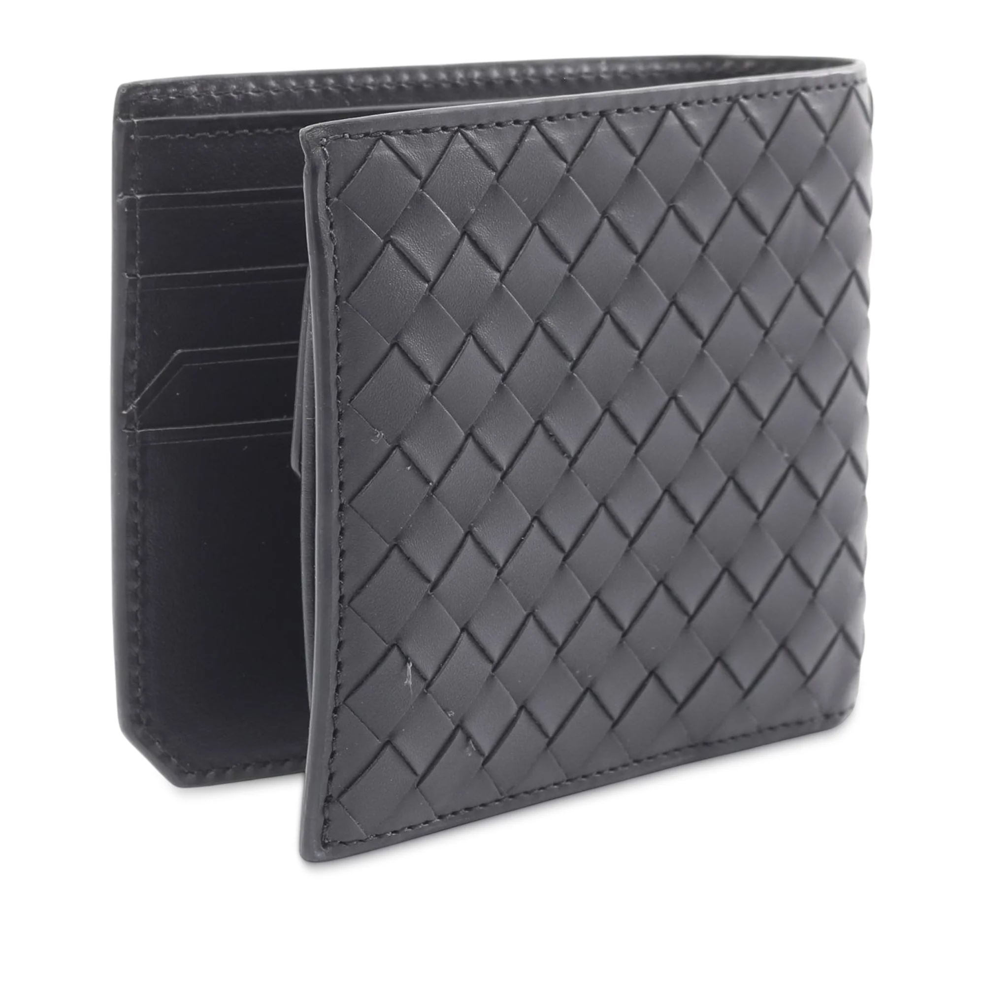 Bottega Veneta | Pre-Owned Intrecciato Piccolo Wallet | Black - Image 2