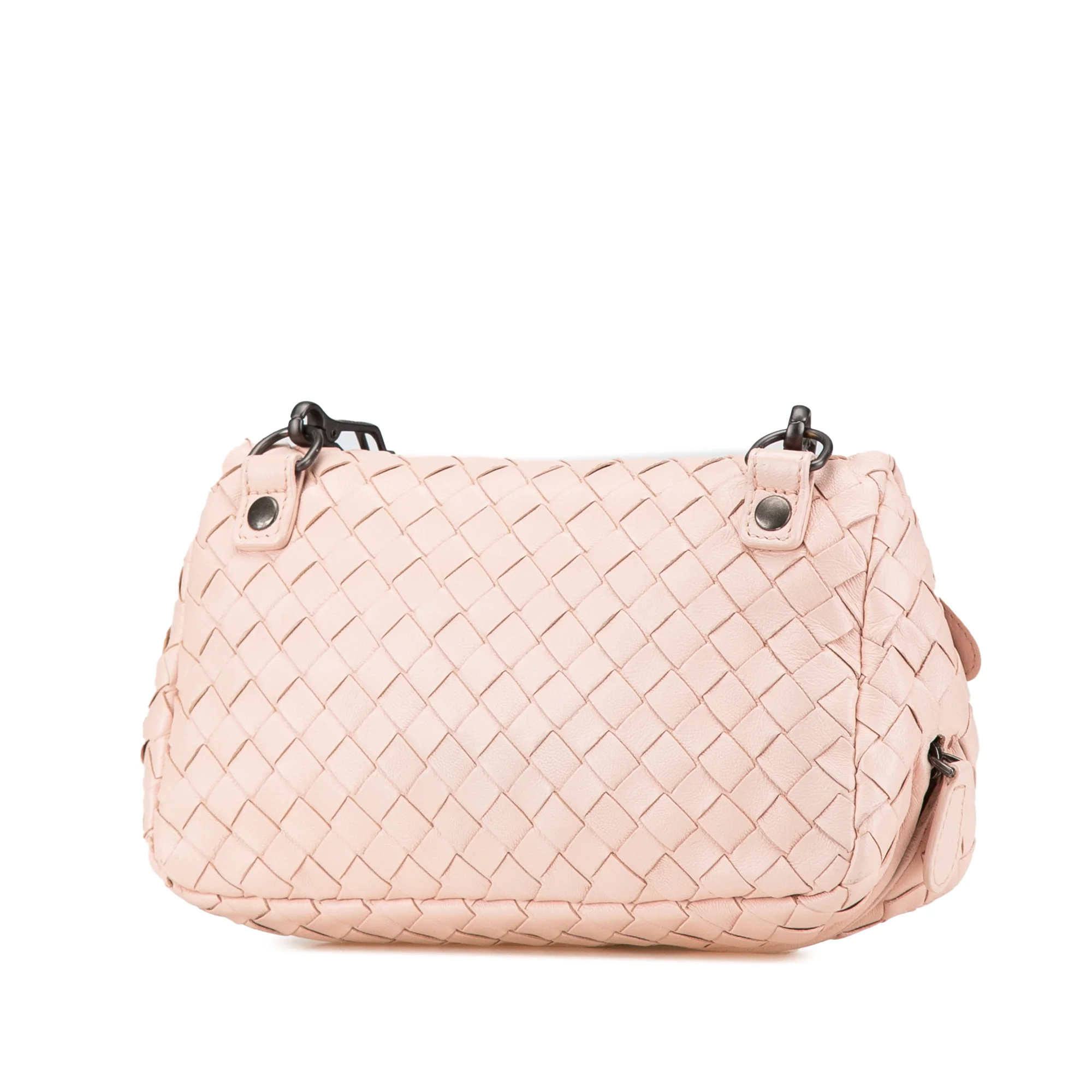 Bottega Veneta | Pre-Owned Leather Intrecciato Chain Flap Crossbody | Pink/Light Pink - Image 5