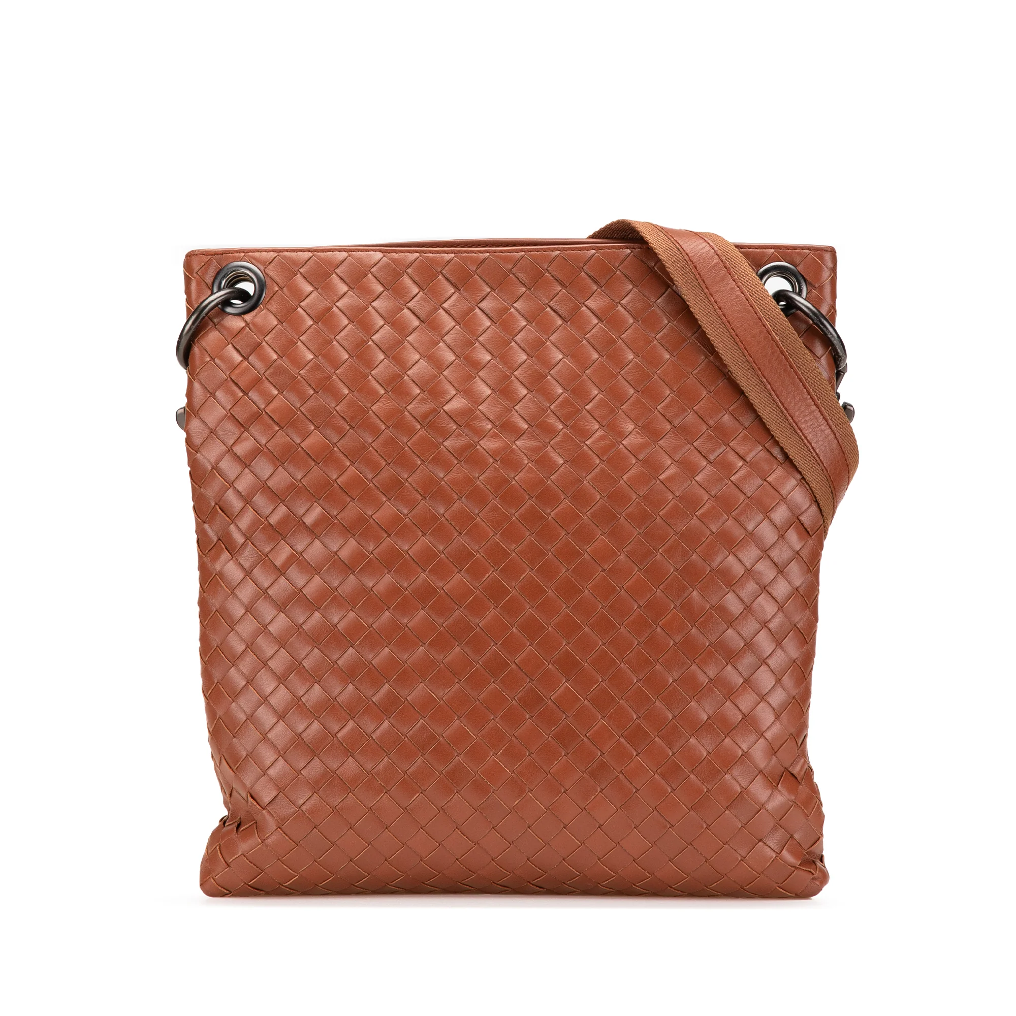Bottega Veneta | Pre-Owned Leather Intrecciato Crossbody | Brown