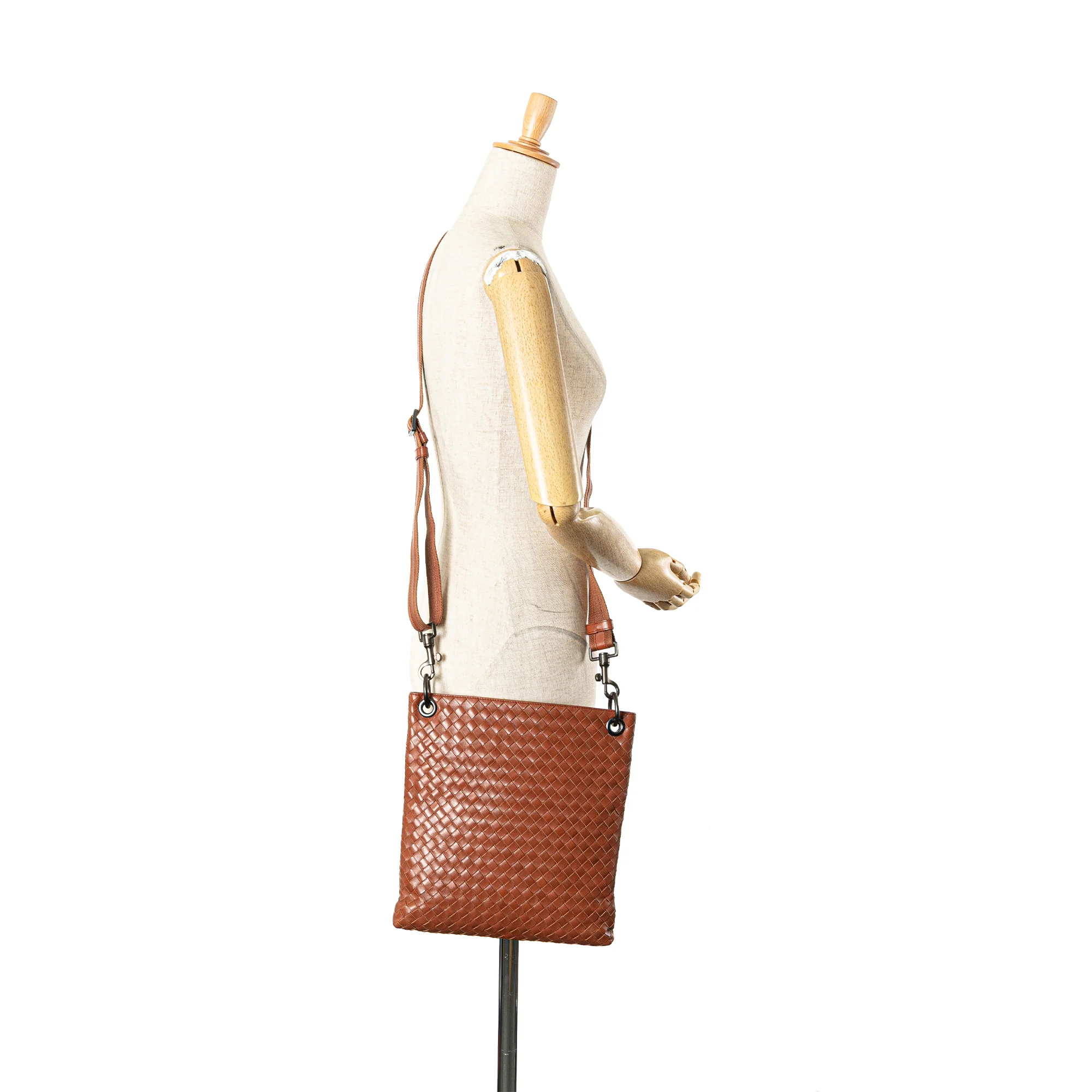 Bottega Veneta | Pre-Owned Leather Intrecciato Crossbody | Brown - Image 4