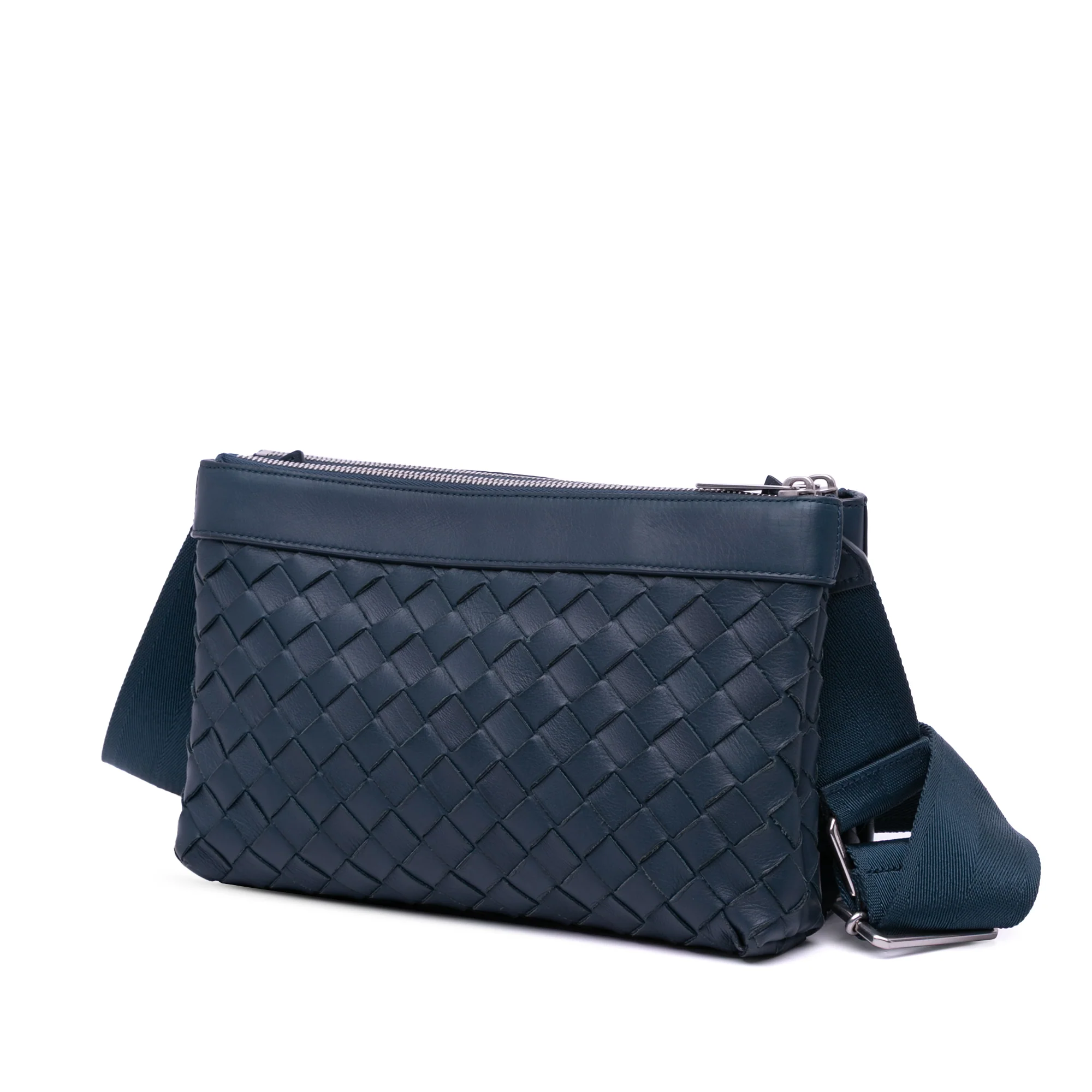 Bottega Veneta | Pre-Owned Leather Intrecciato Duo Crossbody | Blue - Image 5