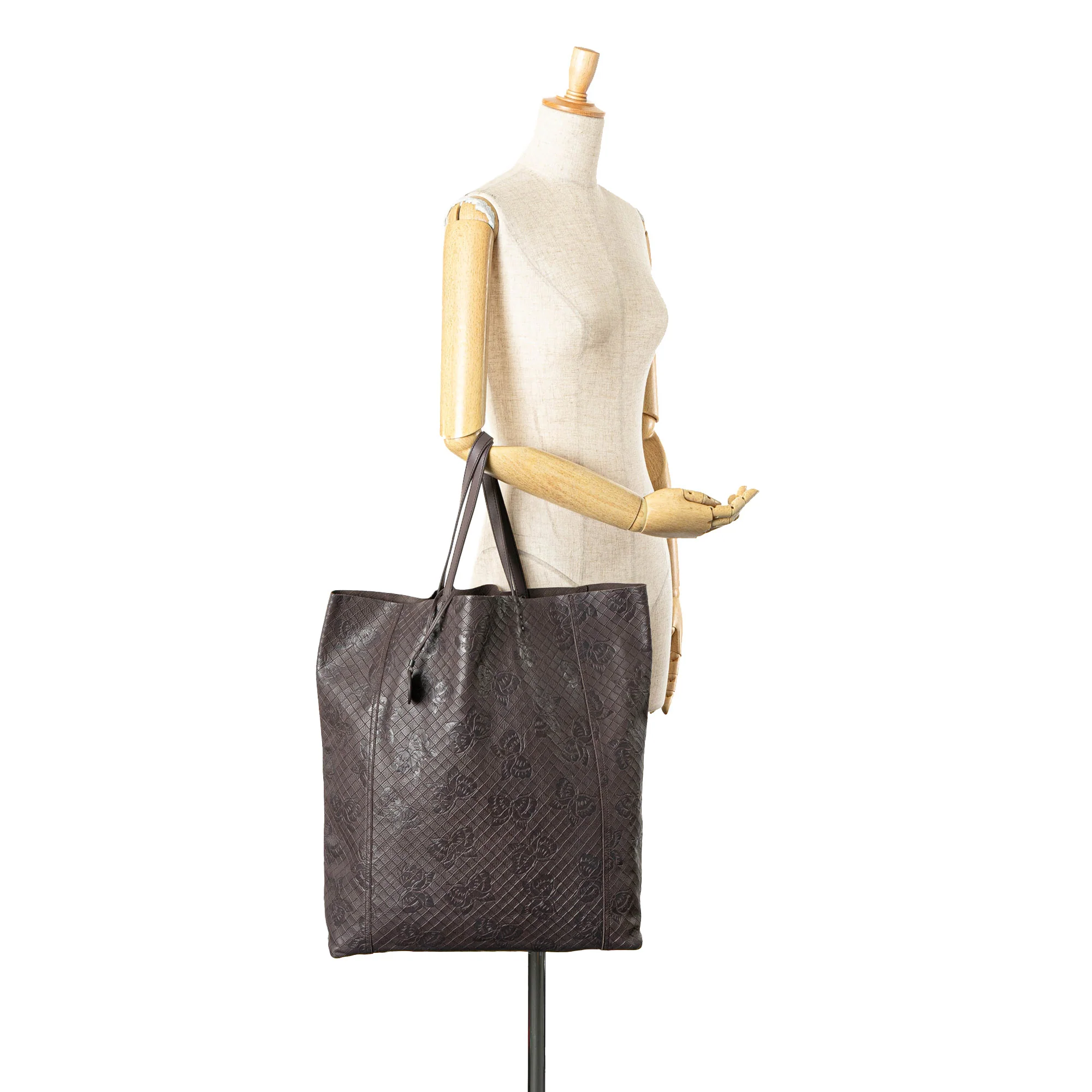 Bottega Veneta | Pre-Owned Leather Intrecciomirage Butterfly Tote | Brown/Dark Brown - Image 4