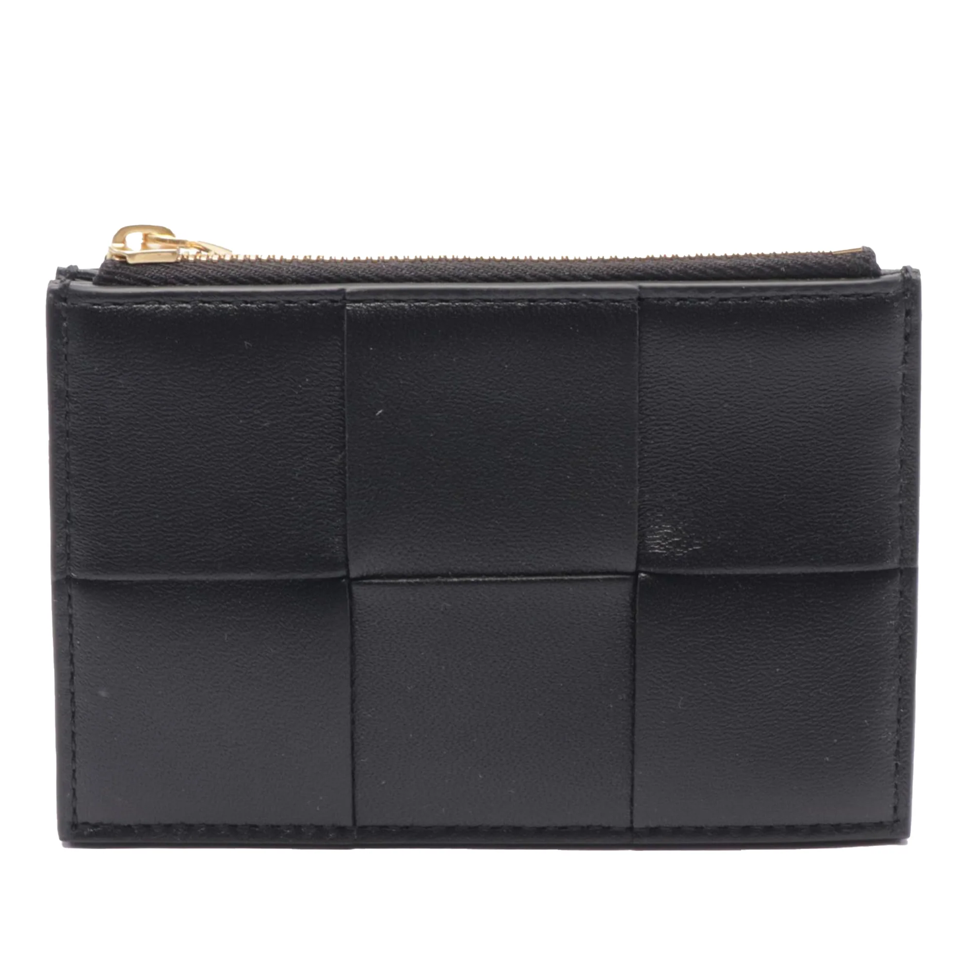 Bottega Veneta | Pre-Owned Leather Maxi Intrecciato Cassette Zip Coin Pouch | Black