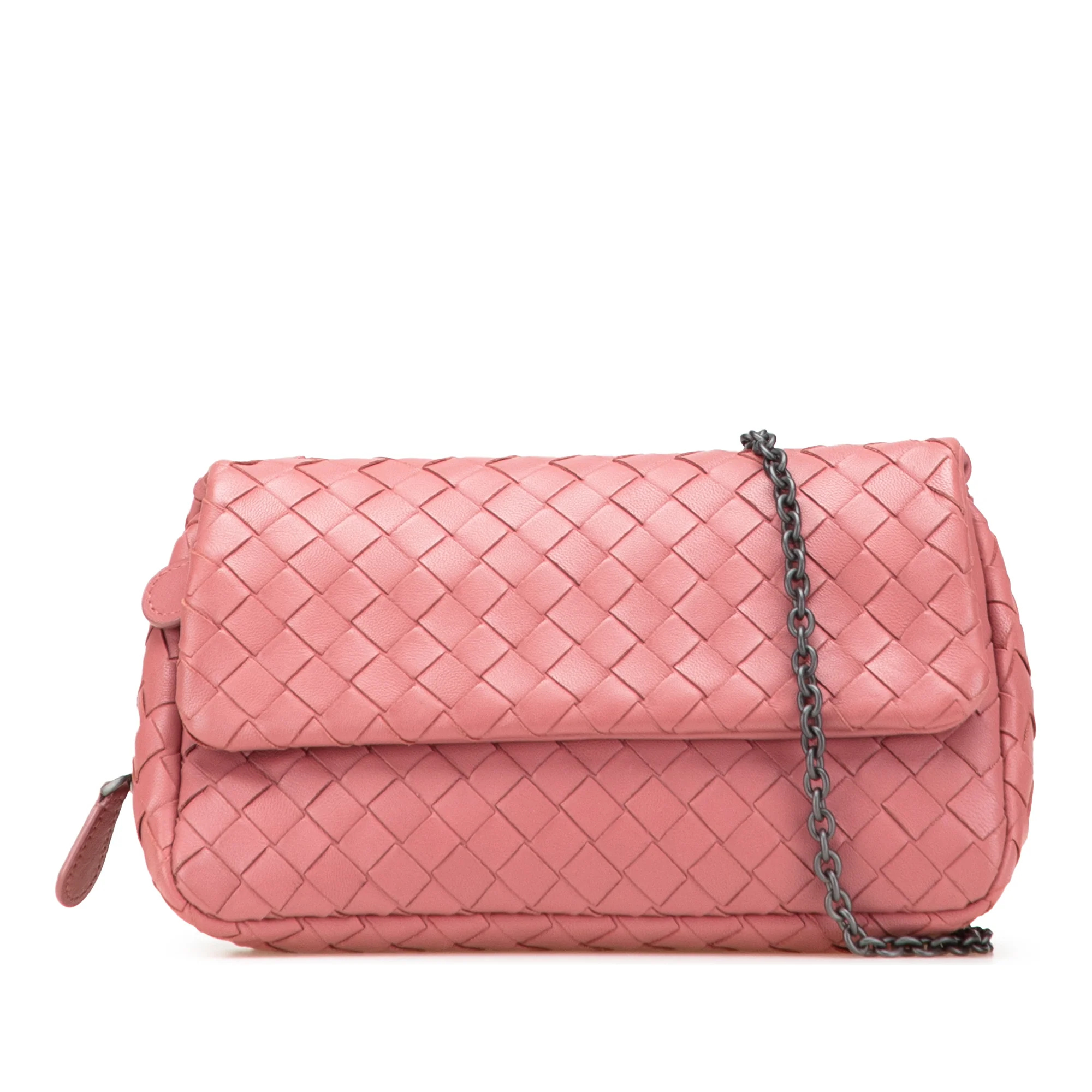 Bottega Veneta | Pre-Owned Mini Nappa Intrecciato Expandable Chain Crossbody | Pink