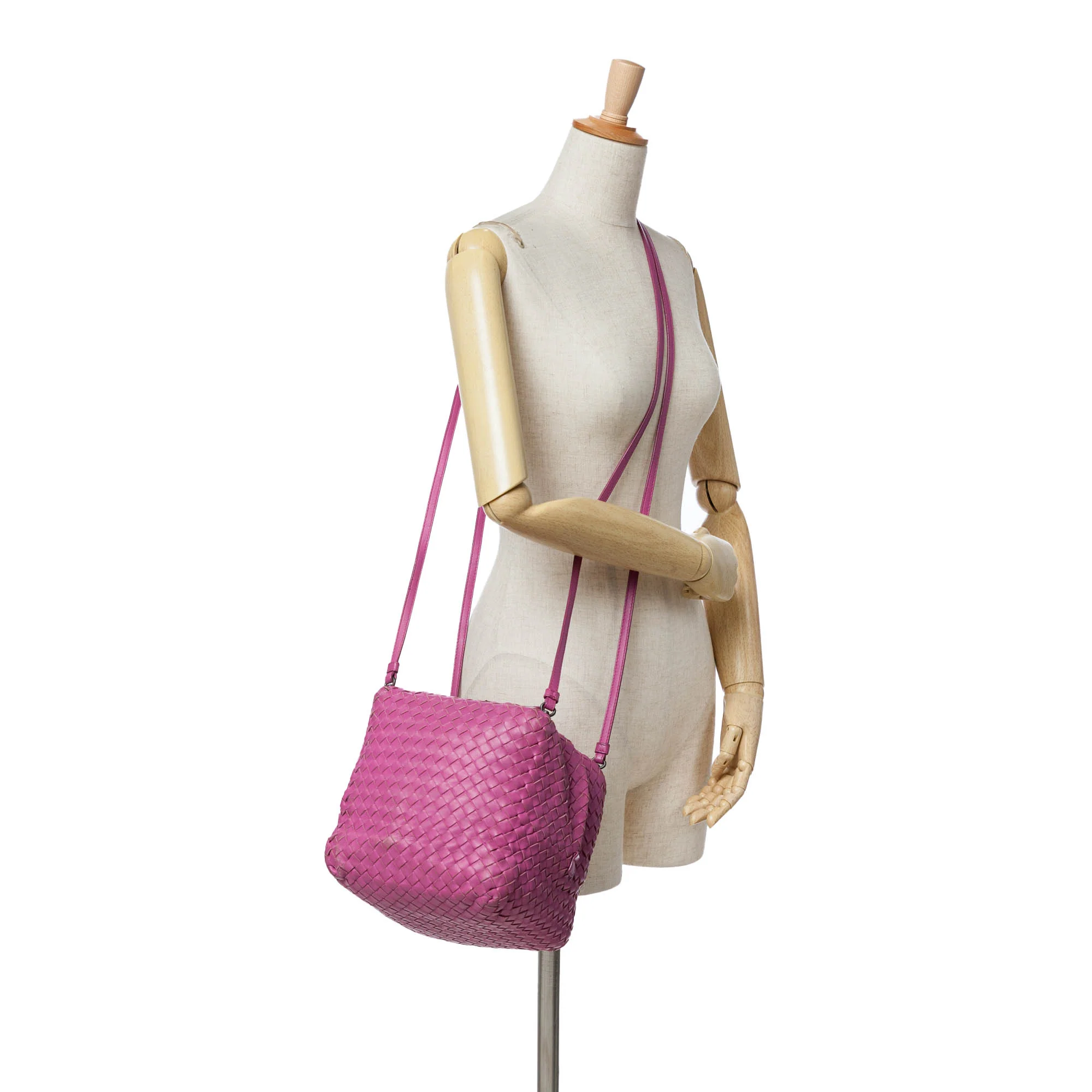 Bottega Veneta | Pre-Owned Nappa Intrecciato Cube Crossbody | Pink/Hot Pink - Image 2