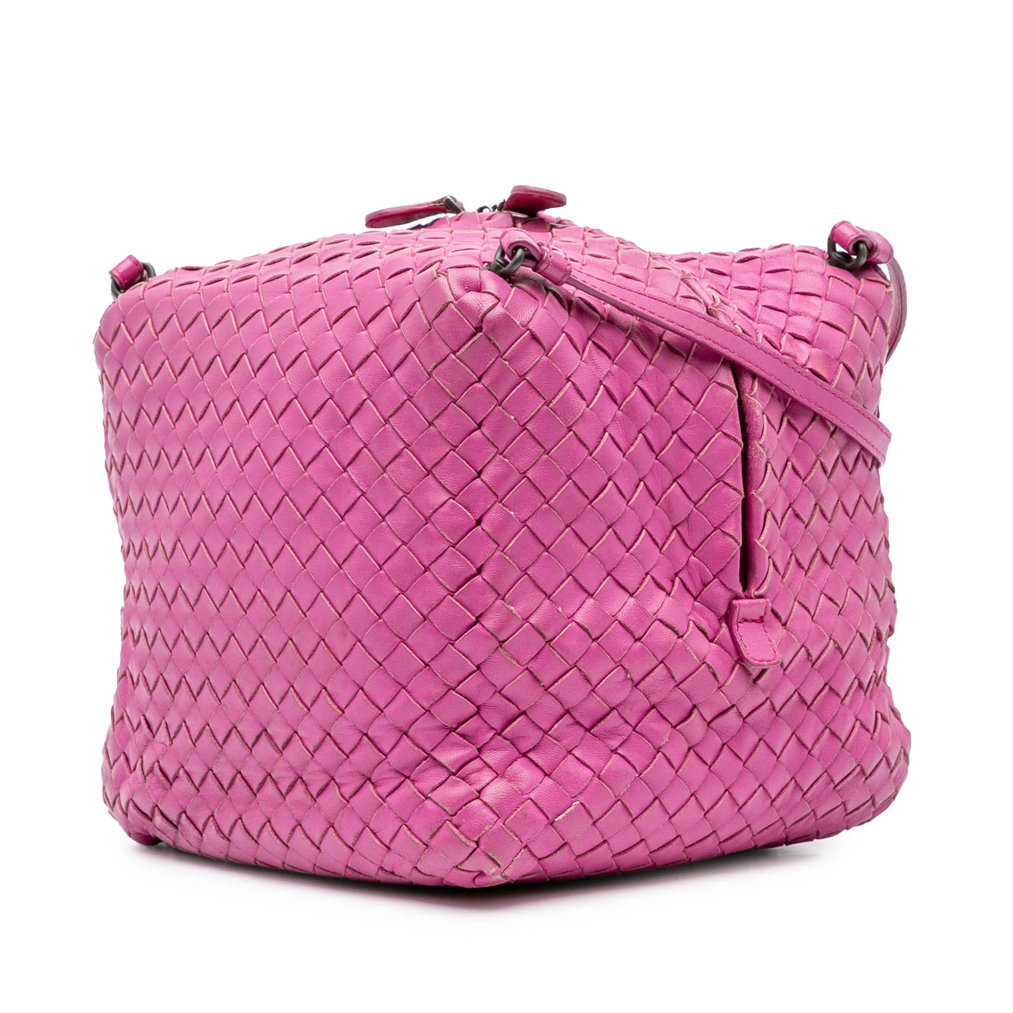 Bottega Veneta | Pre-Owned Nappa Intrecciato Cube Crossbody | Pink/Hot Pink - Image 4