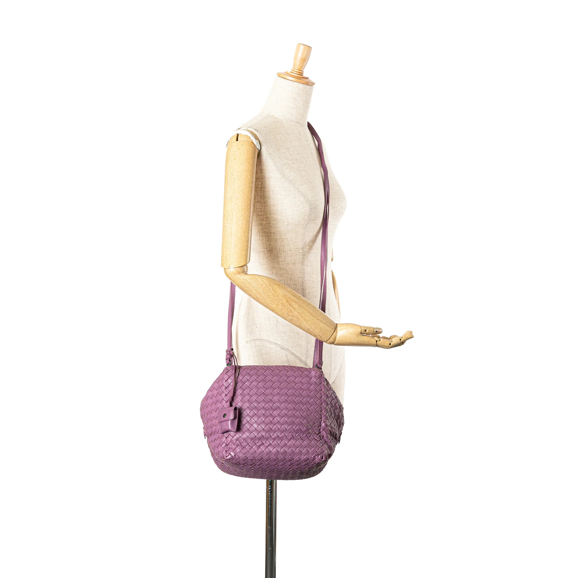 Bottega Veneta | Pre-Owned Nappa Intrecciato Cube Crossbody | Purple - Image 3