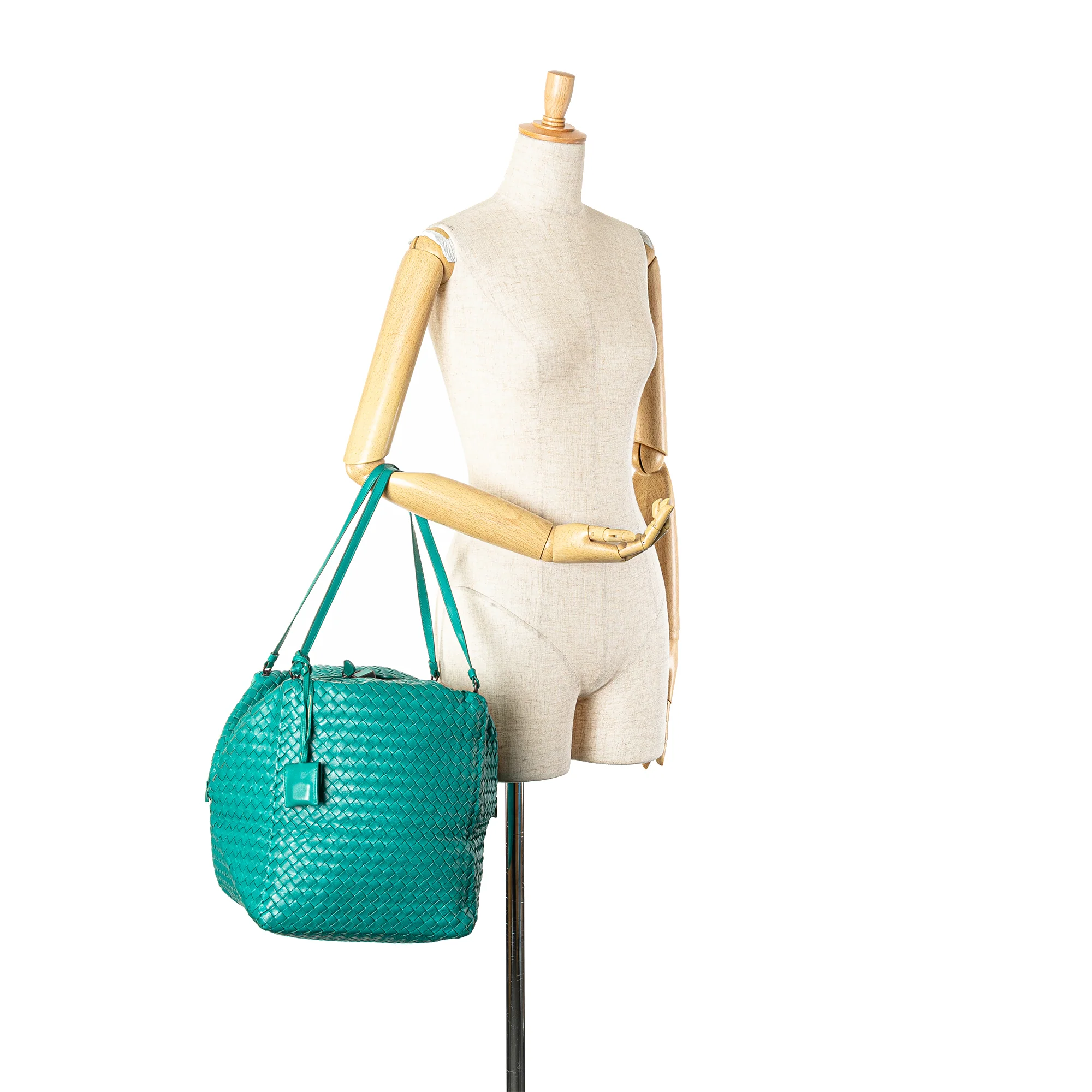 Bottega Veneta | Pre-Owned Nappa Intrecciato Cube Shoulder Bag | Blue/Turquoise - Image 8