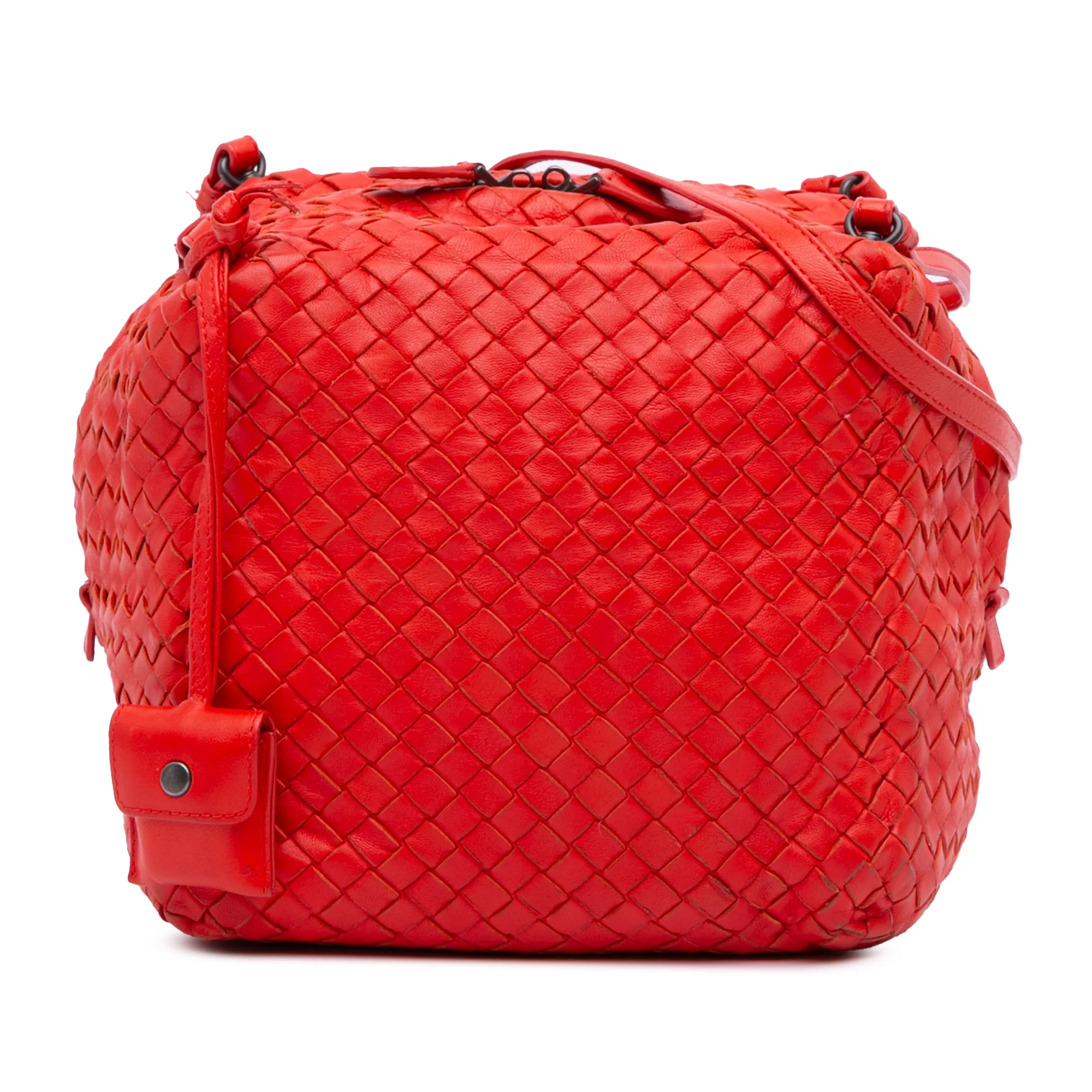 Bottega Veneta | Pre-Owned Nappa Intrecciato Cube Shoulder Bag | Red