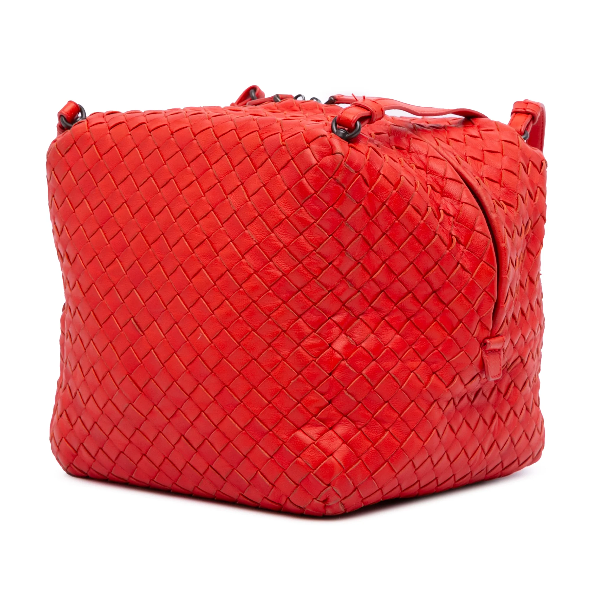 Bottega Veneta | Pre-Owned Nappa Intrecciato Cube Shoulder Bag | Red - Image 2