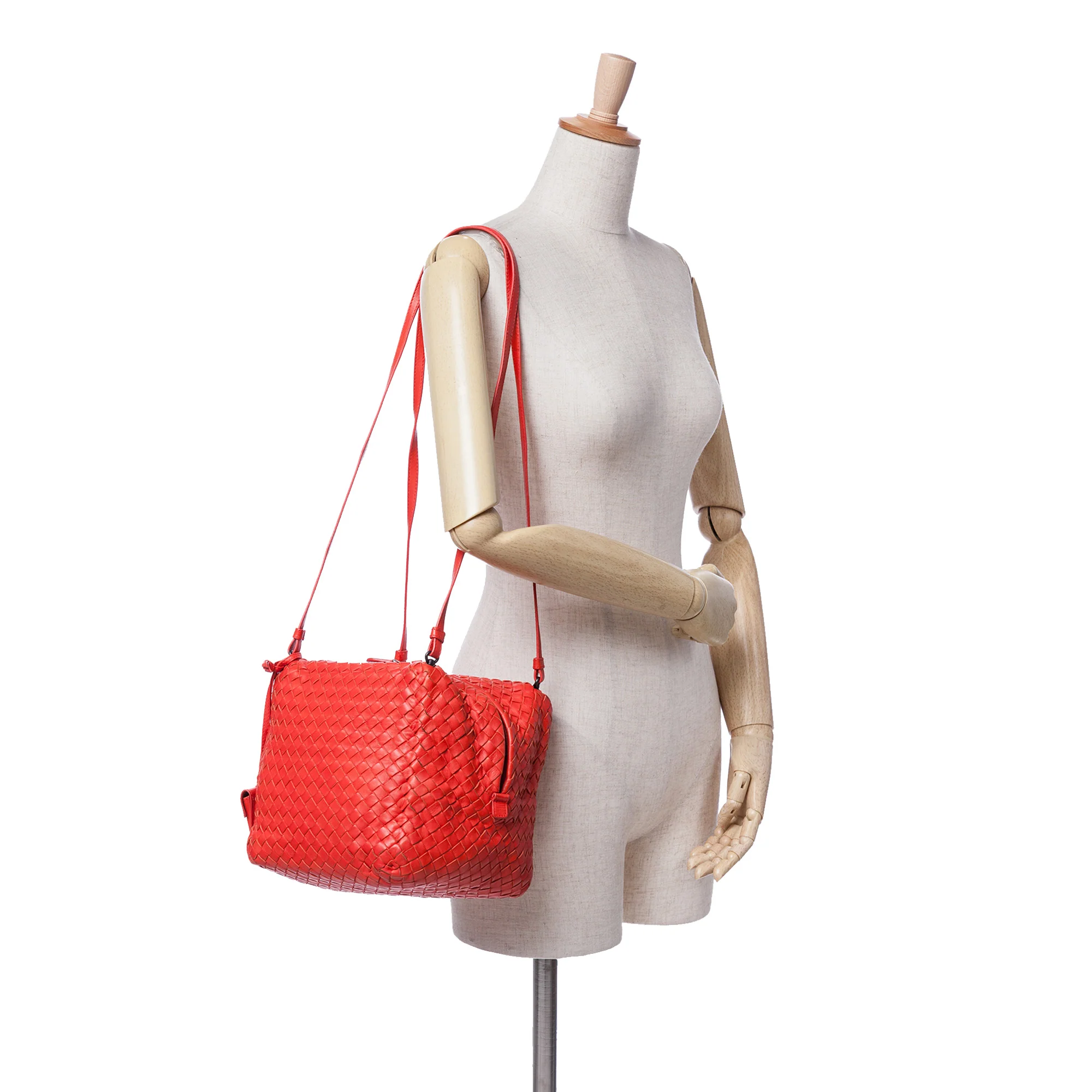 Bottega Veneta | Pre-Owned Nappa Intrecciato Cube Shoulder Bag | Red - Image 9