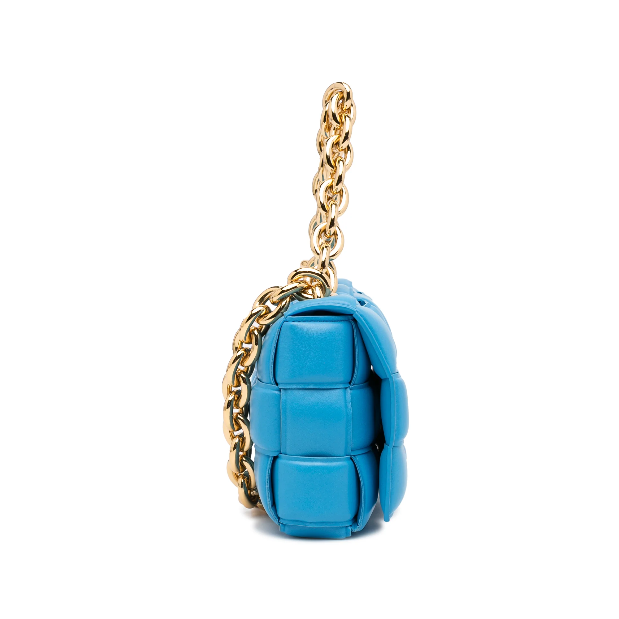 Bottega Veneta | Pre-Owned Nappa Intrecciato Padded Chain Cassette Satchel | Blue/Light Blue - Image 5