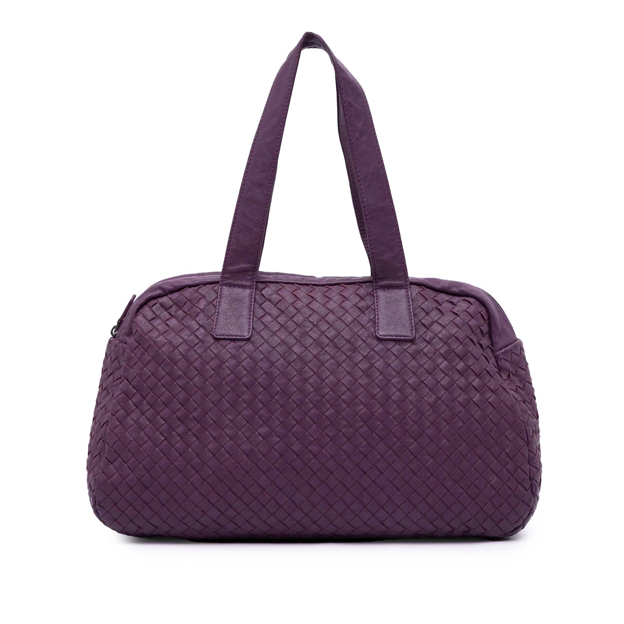 Bottega Veneta | Pre-Owned Nappa Intrecciato Shoulder Bag | Purple/Violet