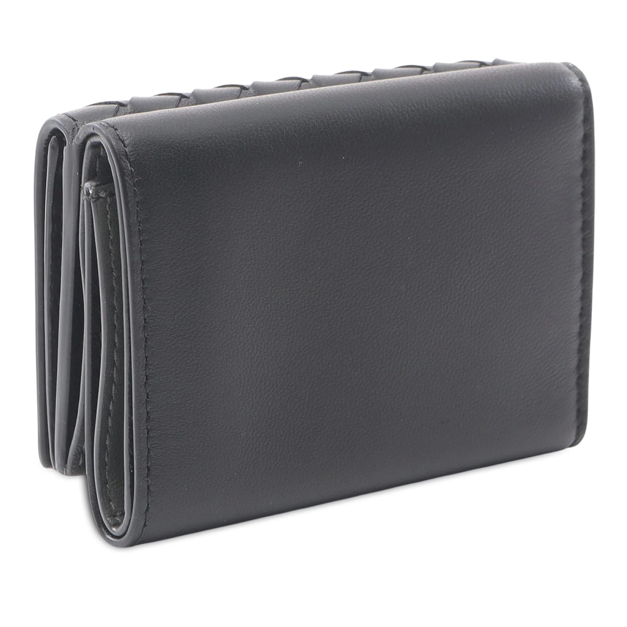 Bottega Veneta | Pre-Owned Nappa Intrecciato Trifold Wallet | Black - Image 2