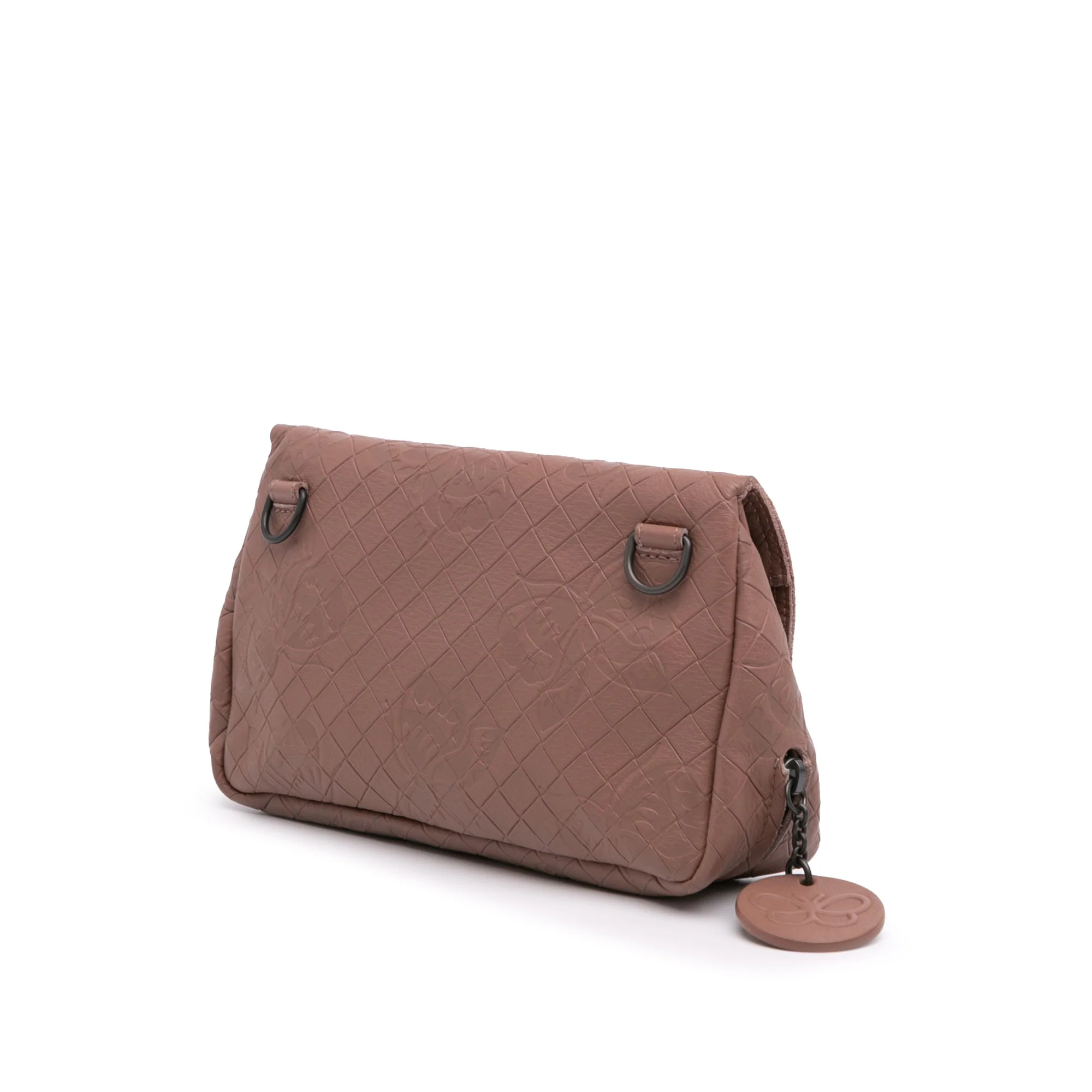 Bottega Veneta | Pre-Owned Small Calfskin Intrecciomirage Embossed Butterfly Chain Crossbody | Pink/Rose Gold - Image 5