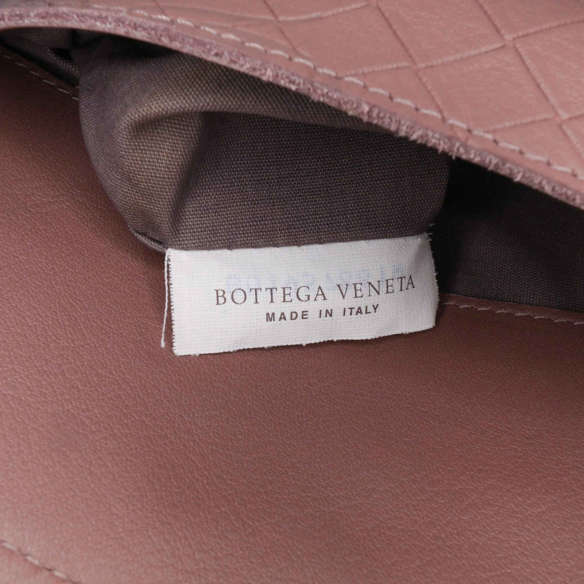 Bottega Veneta | Pre-Owned Small Calfskin Intrecciomirage Embossed Butterfly Chain Crossbody | Pink/Rose Gold - Image 9