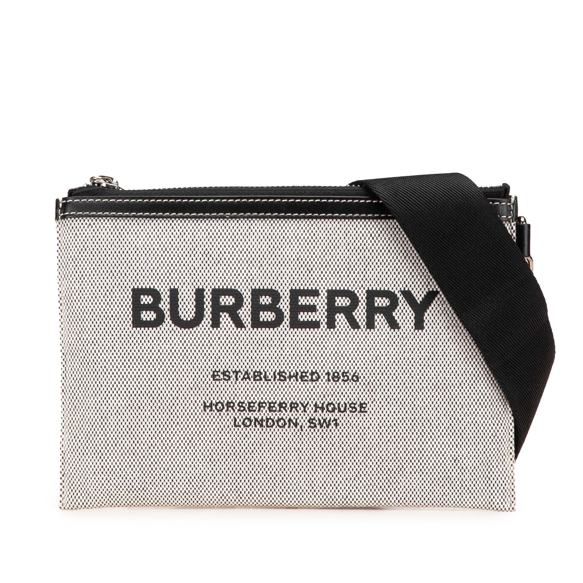 Burberry | Pre-Owned Canvas Horseferry Print Callum Crossbody | Gray/Light Gray