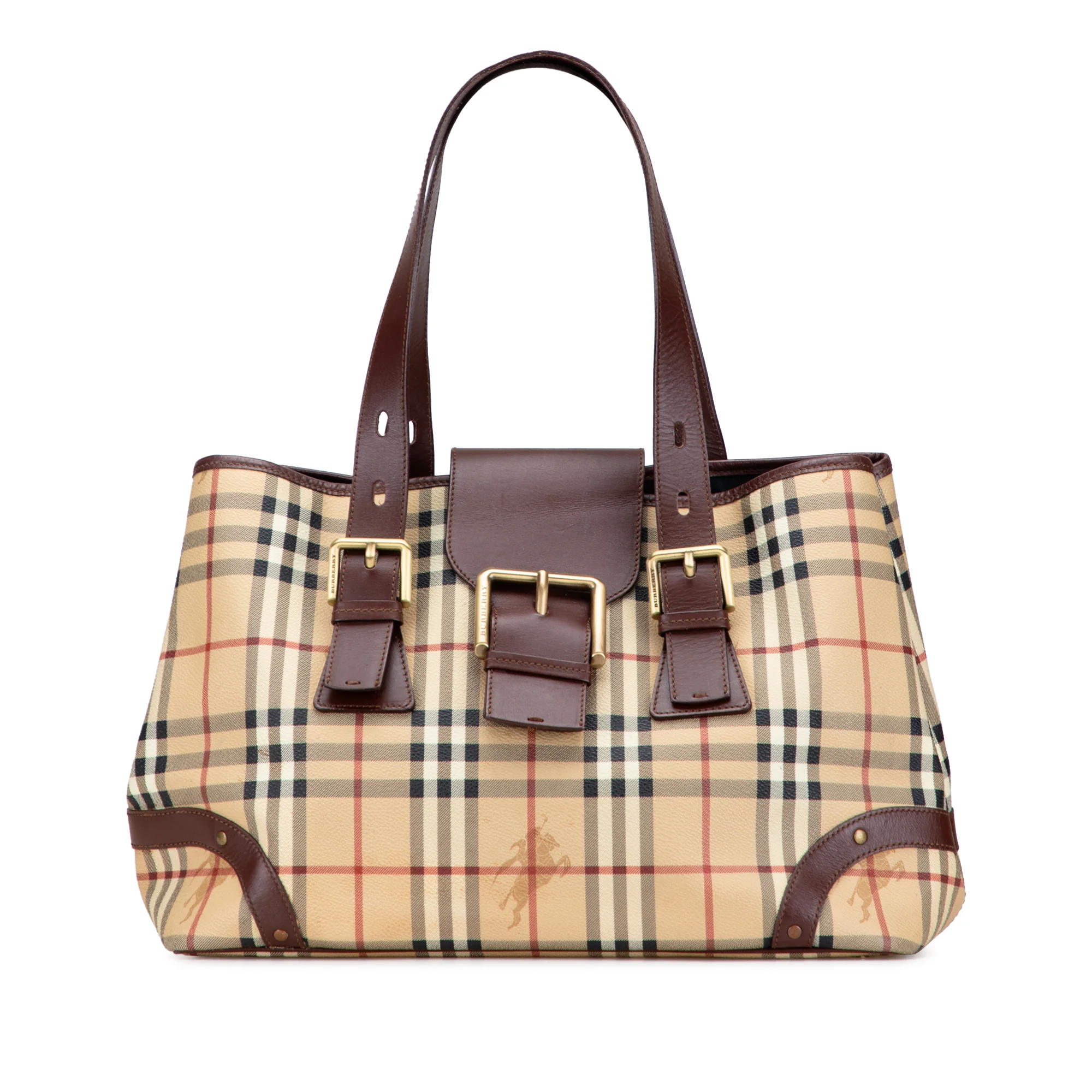 Burberry | Pre-Owned Haymarket Check Coated Canvas Tote | Beige