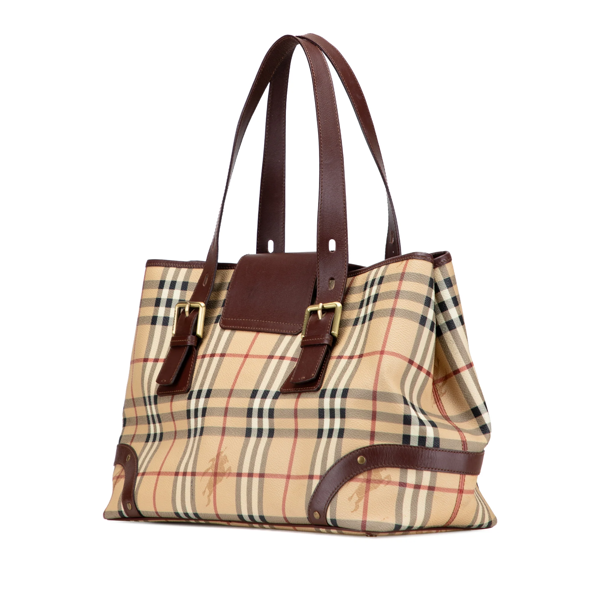 Burberry | Pre-Owned Haymarket Check Coated Canvas Tote | Beige - Image 4