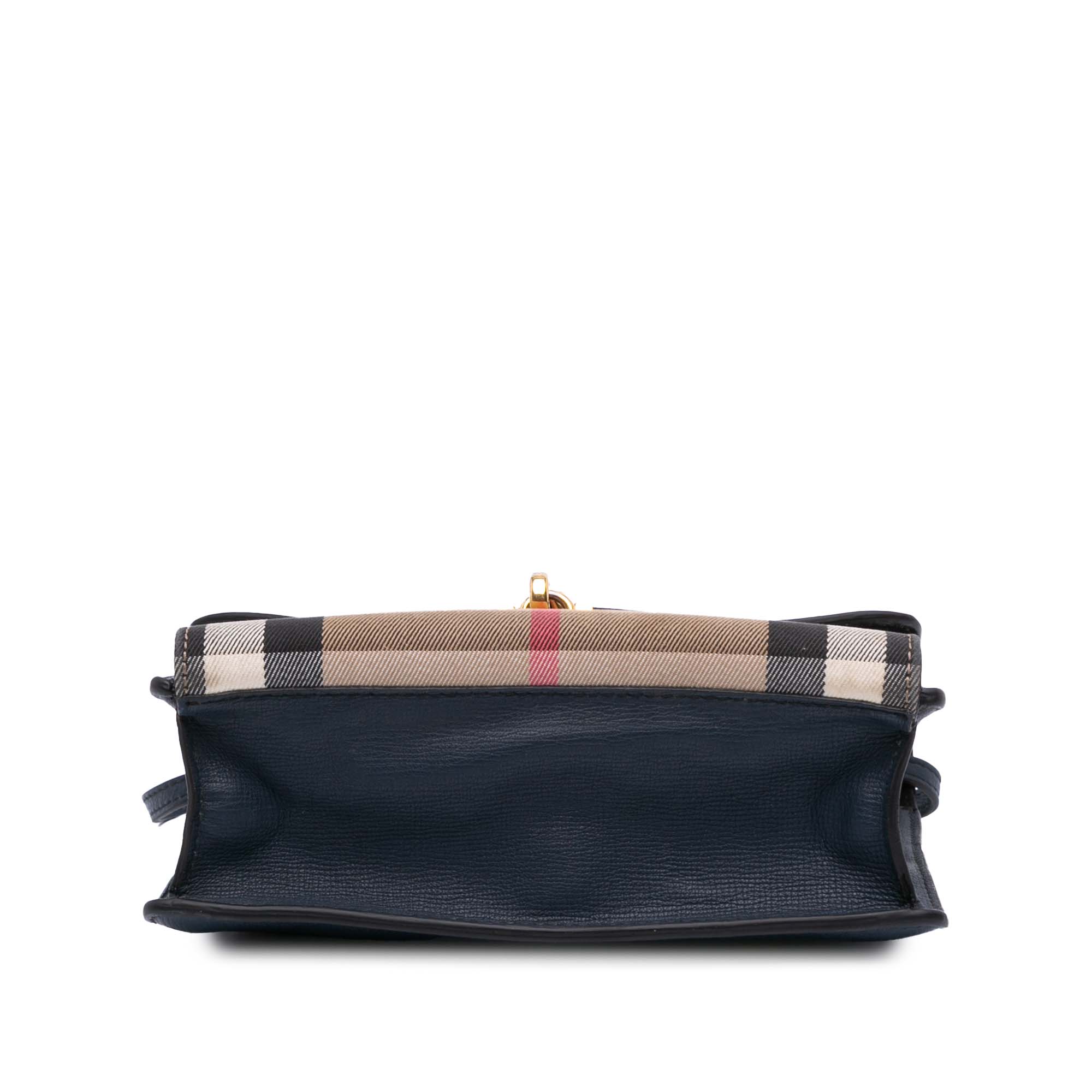 Burberry | Pre-Owned House Check Canvas and Leather Derby Macken Crossbody | Blue - Image 6