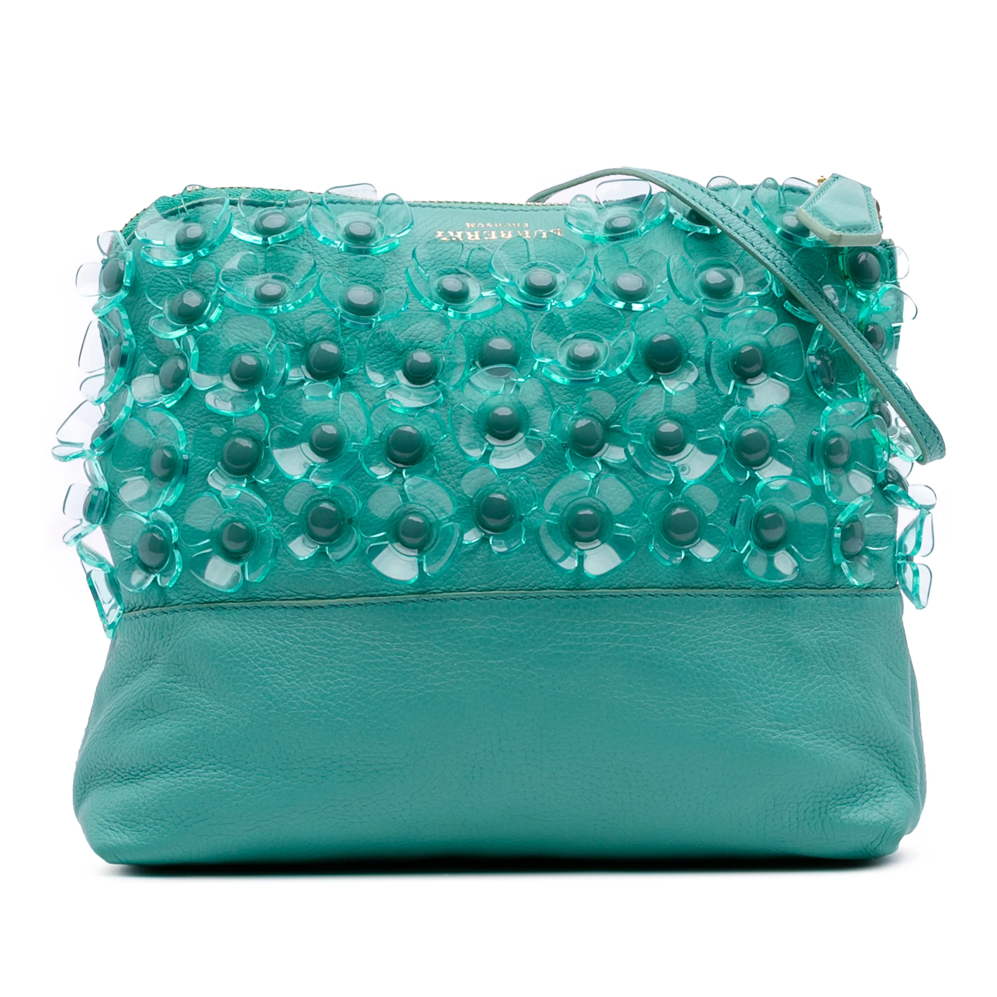 Burberry | Pre-Owned Leather The Petal Fold Over Crossbody | Green/Light Green