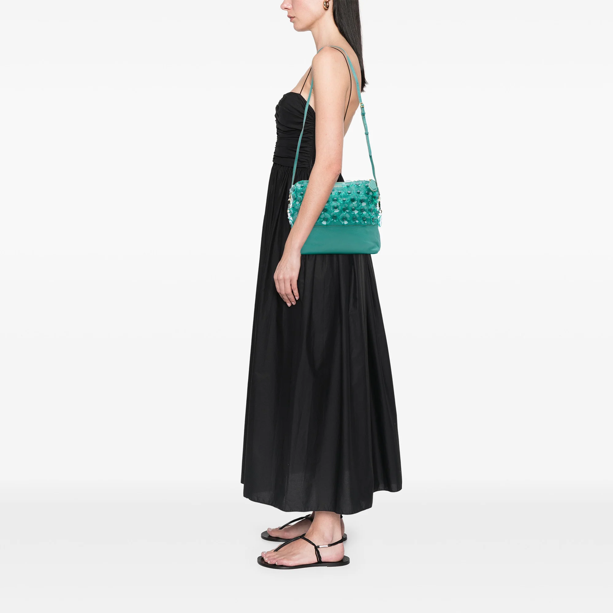 Burberry | Pre-Owned Leather The Petal Fold Over Crossbody | Green/Light Green - Image 5