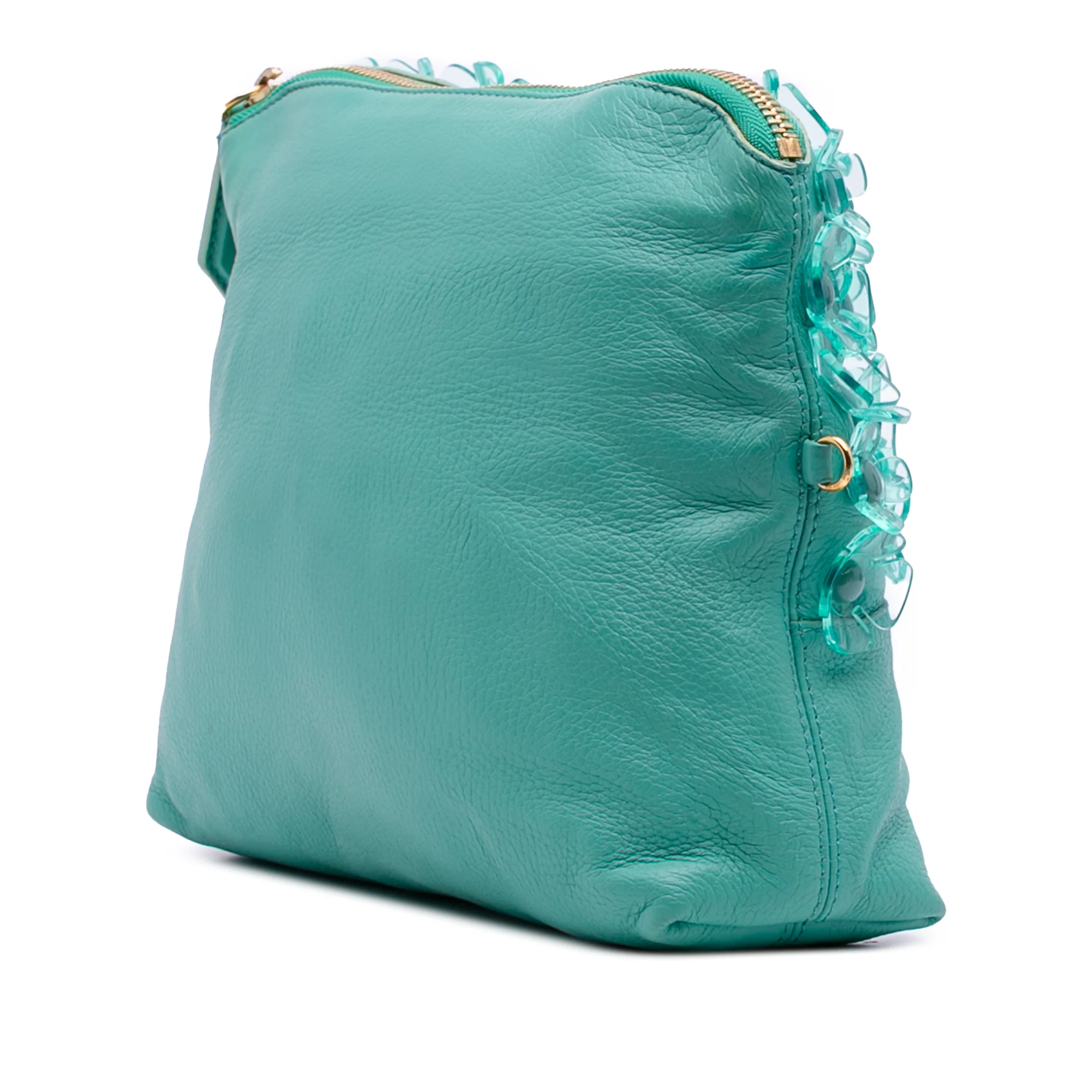 Burberry | Pre-Owned Leather The Petal Fold Over Crossbody | Green/Light Green - Image 6