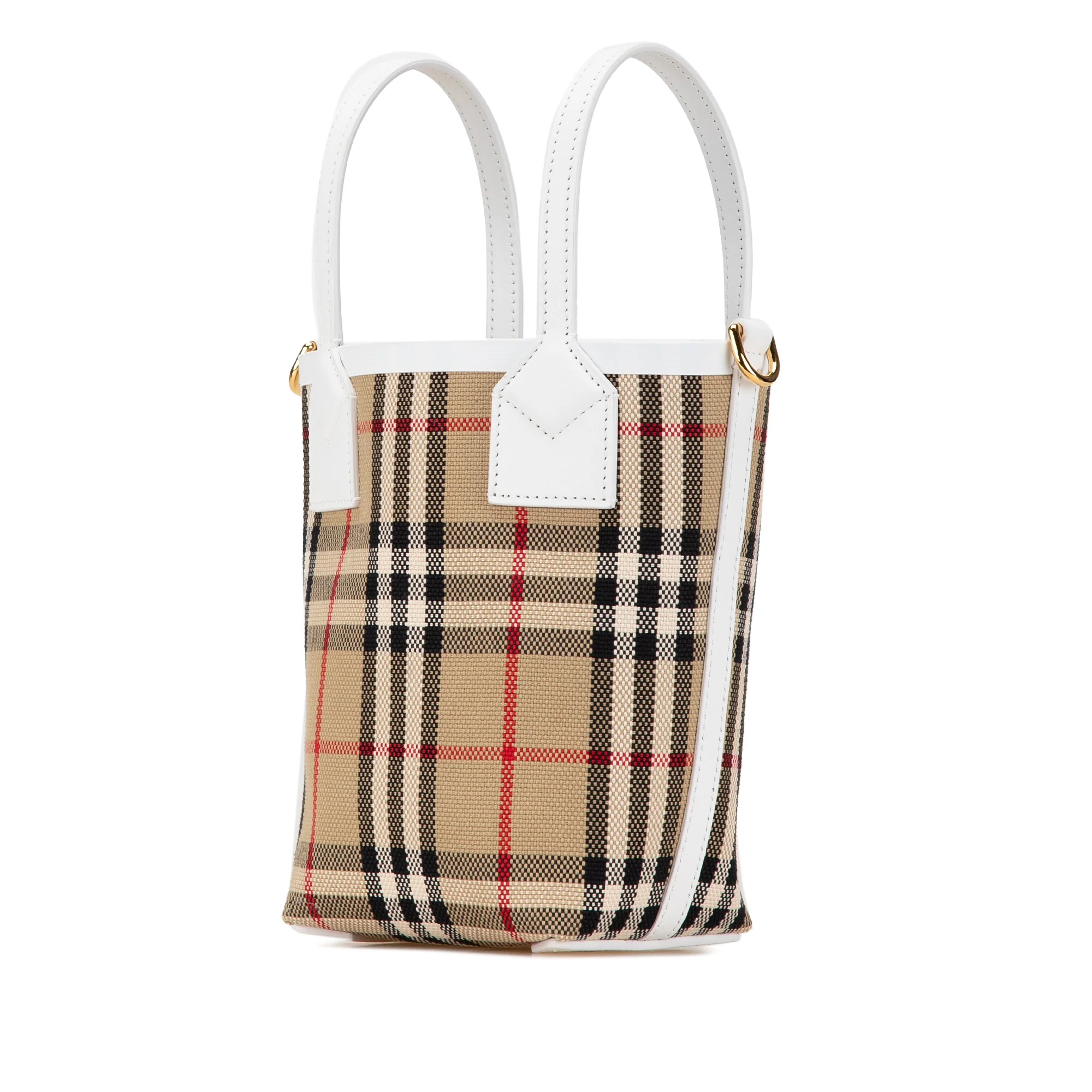 Burberry | Pre-Owned Mini House Check Canvas London Tote | Beige - Image 2
