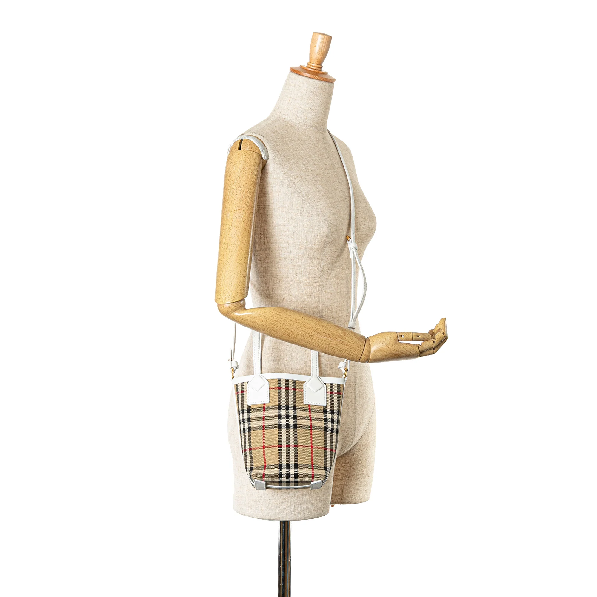 Burberry | Pre-Owned Mini House Check Canvas London Tote | Beige - Image 7