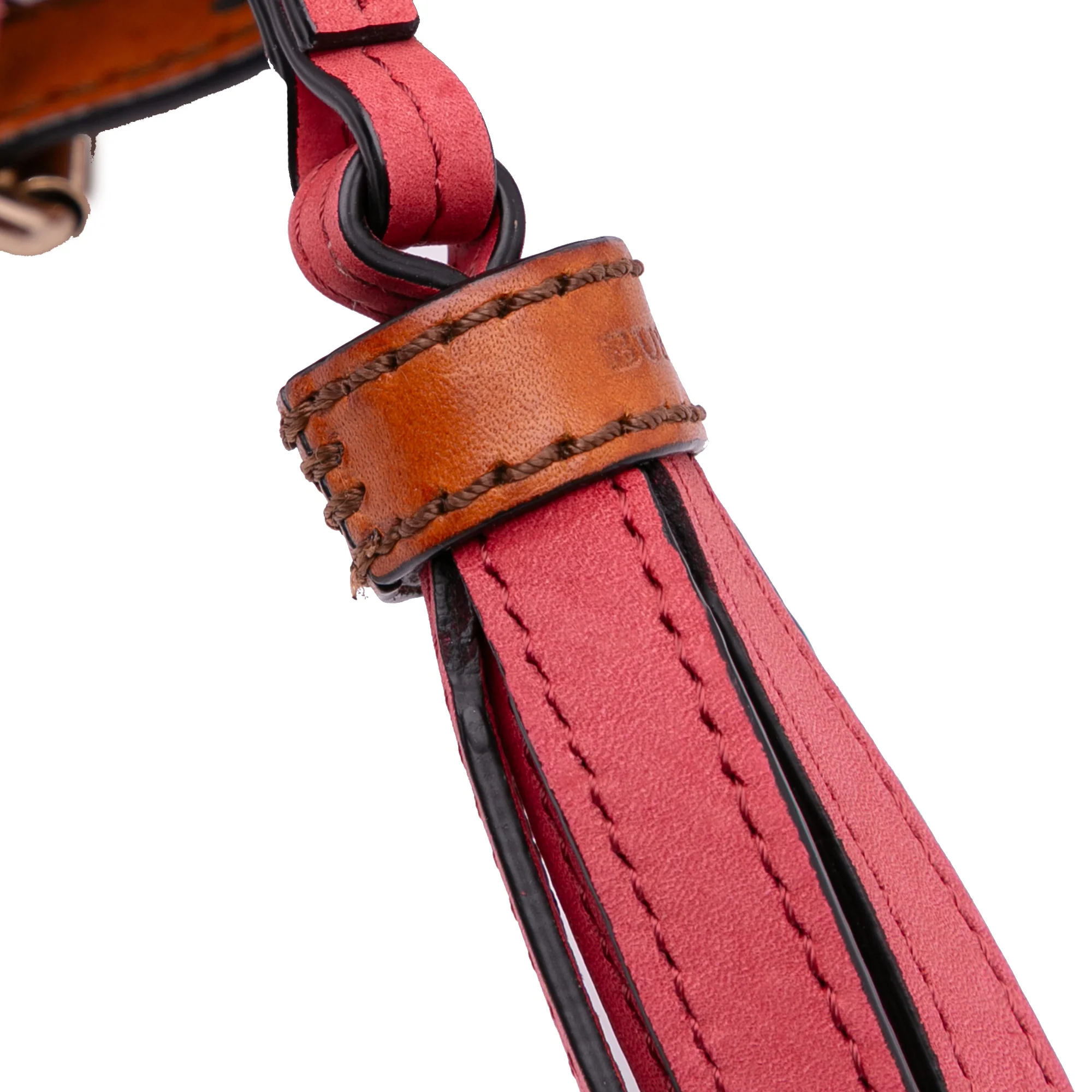 Burberry | Pre-Owned Small Mega Check Canvas and Suede Fringe Belgrove Bucket Bag | Red - Image 3