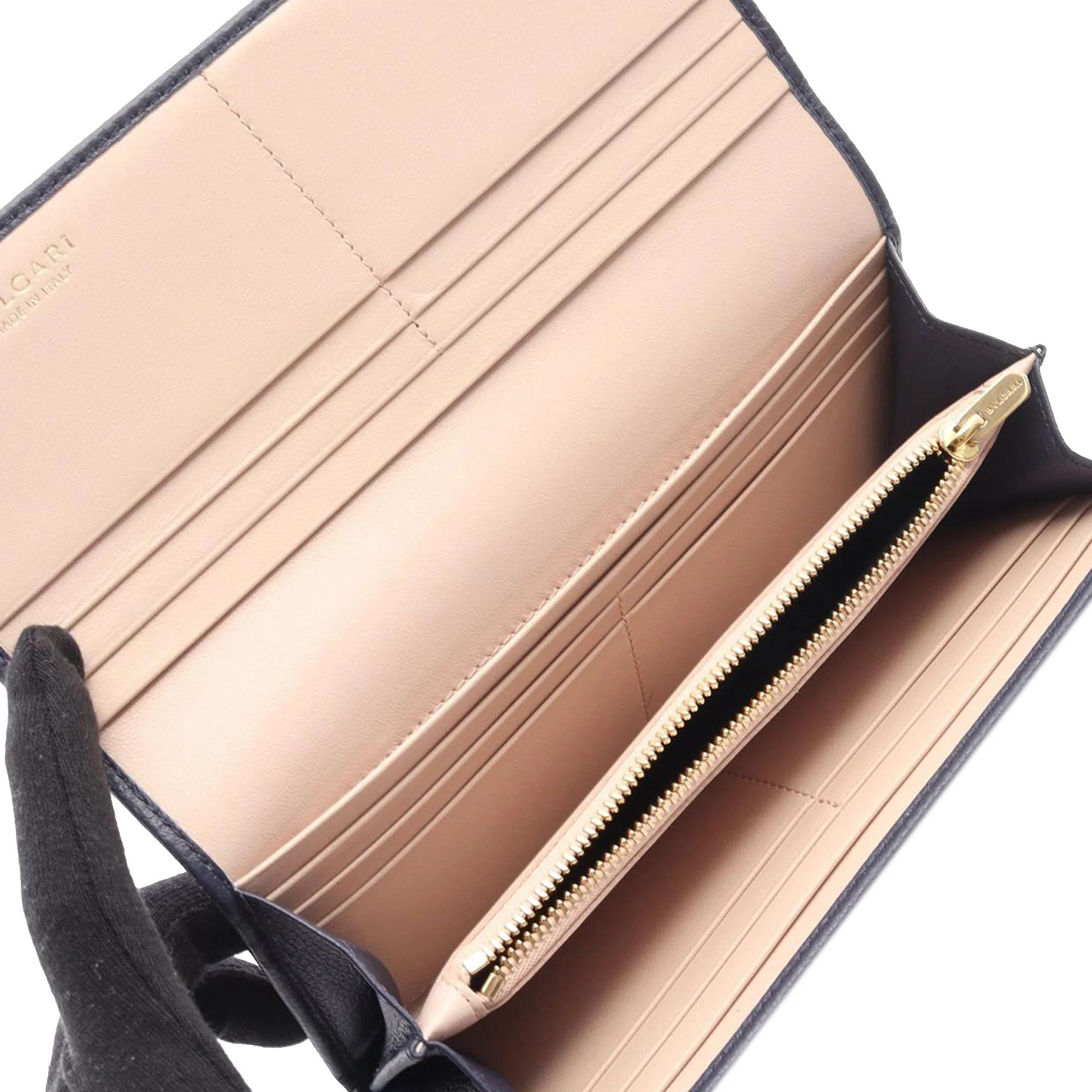 Bvlgari | Pre-Owned Large Leather Bifold Wallet | Blue/Navy - Image 3
