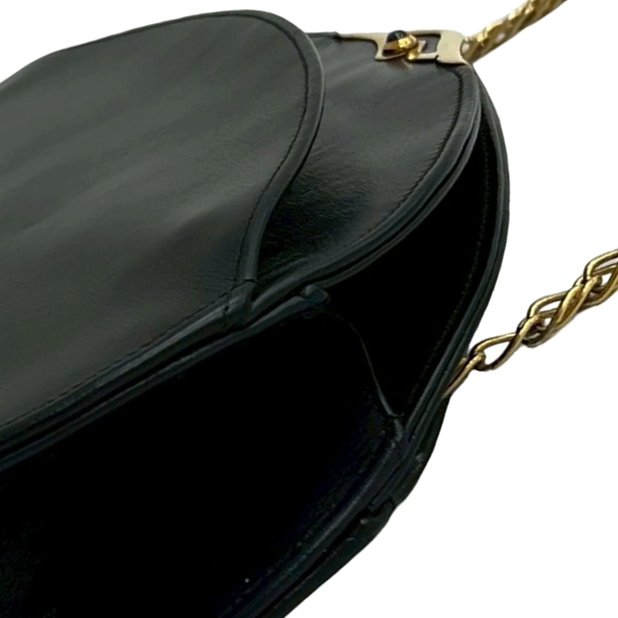 Cartier | Pre-Owned Leather Sapphire Chain Crossbody | Black - Image 5
