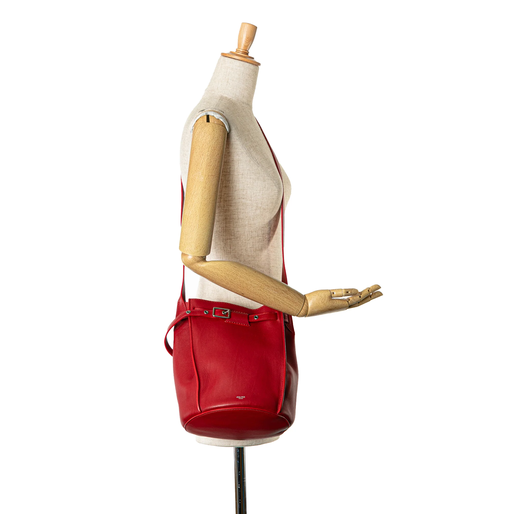 Celine | Pre-Owned Leather Big Bag Bucket Crossbody - II | Red - Image 9