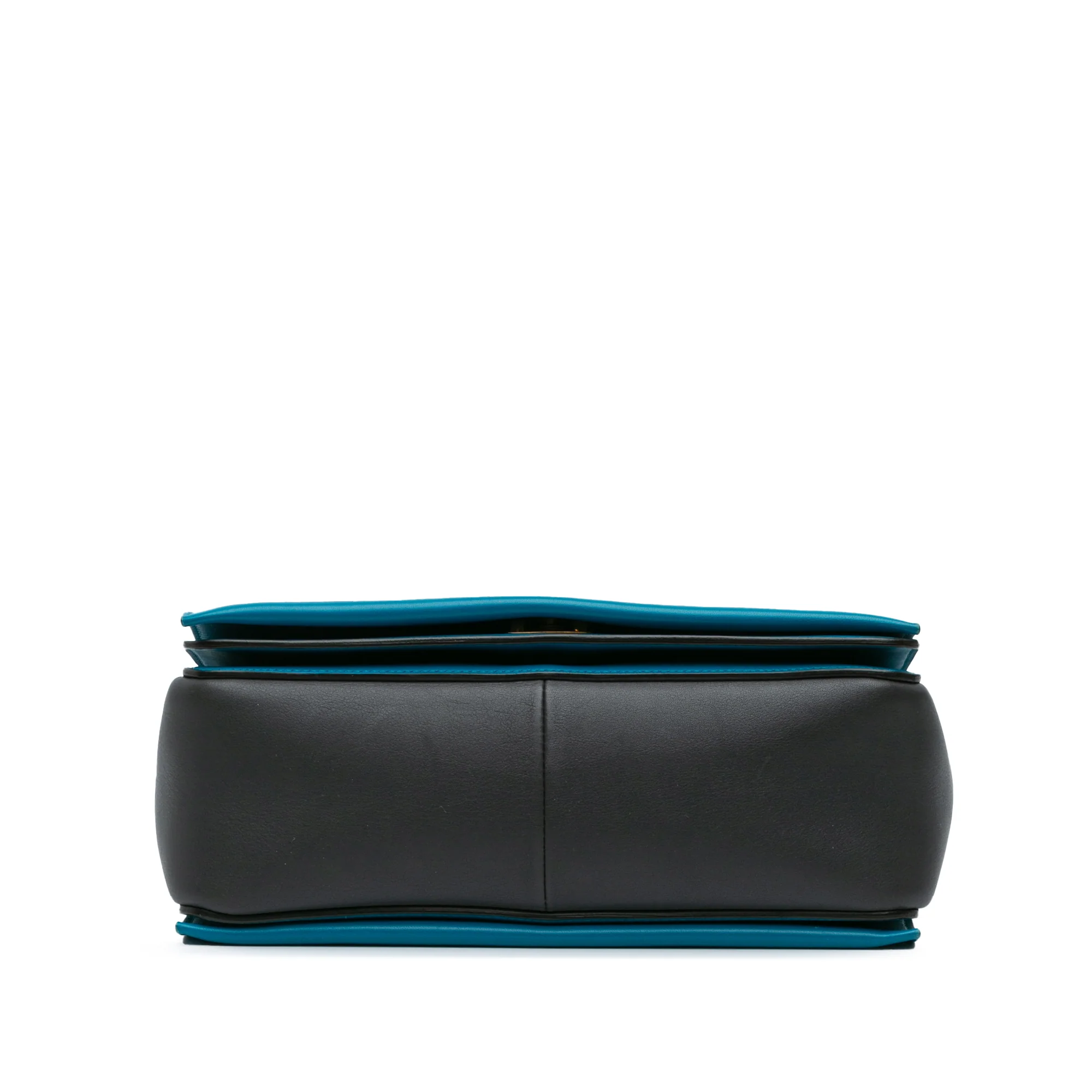 Celine | Pre-Owned Leather Frame Shoulder Bag | Black/Blue - Image 3