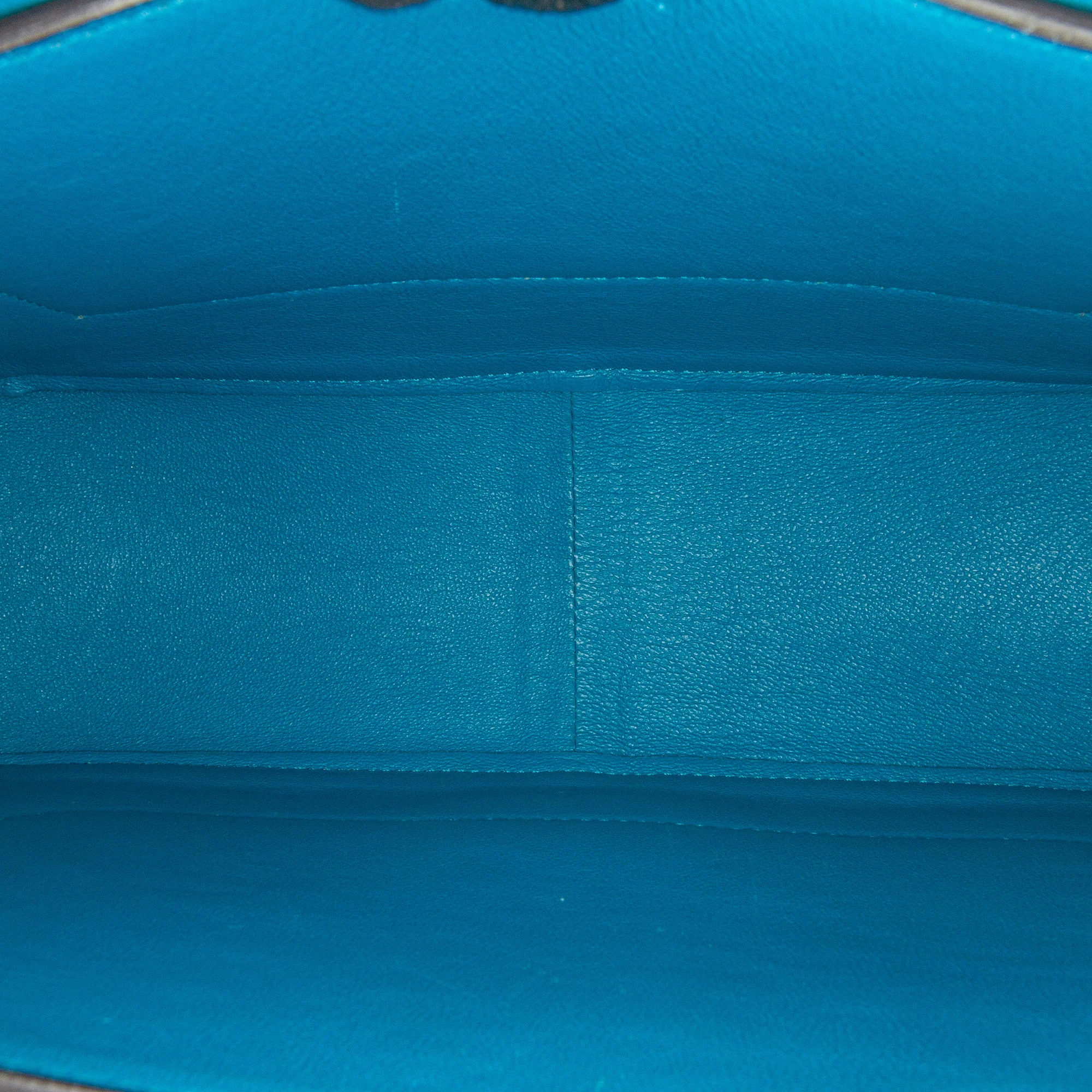 Celine | Pre-Owned Leather Frame Shoulder Bag | Black/Blue - Image 4