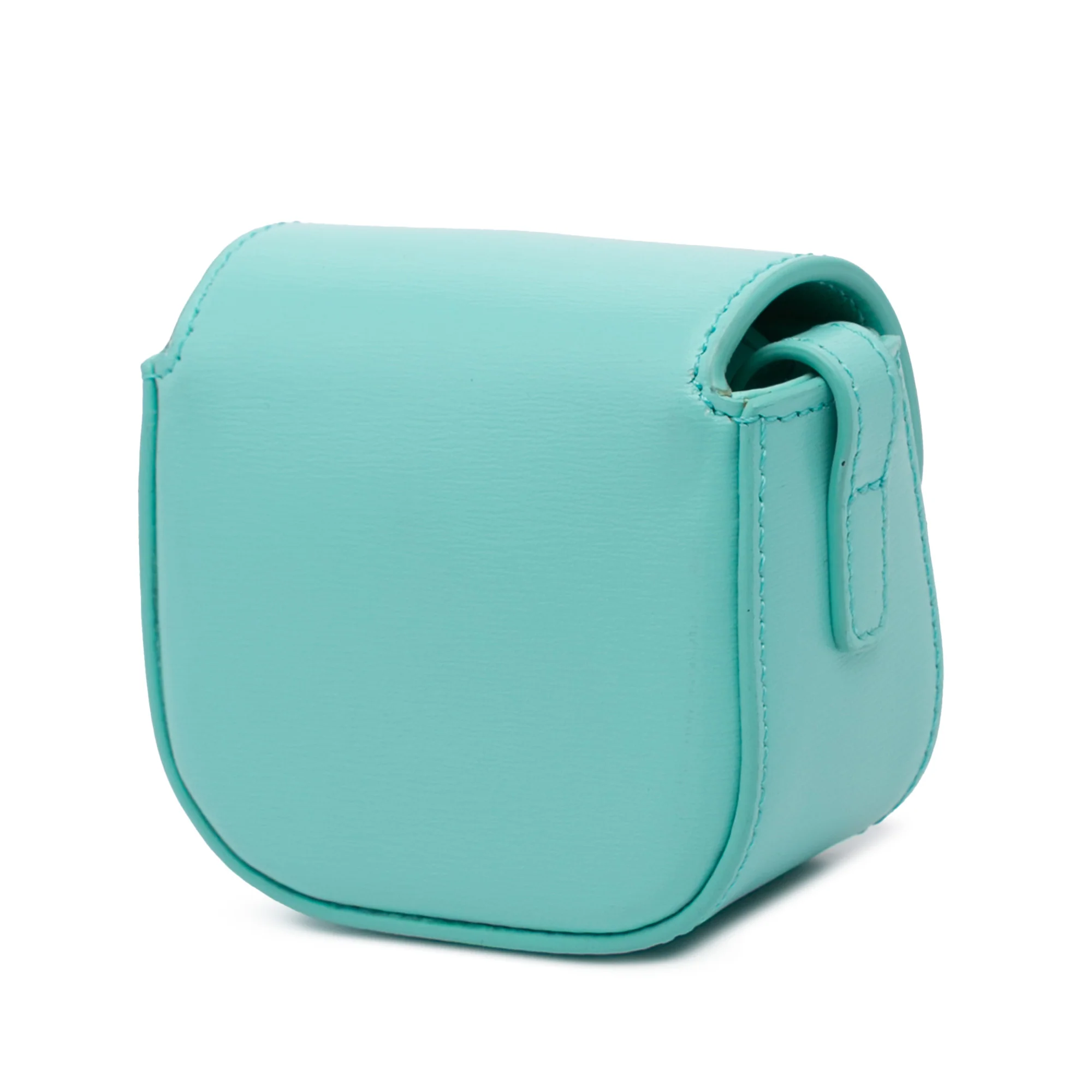 Celine | Pre-Owned Leather Triomphe AirPods Case with Strap | Blue/Turquoise - Image 2