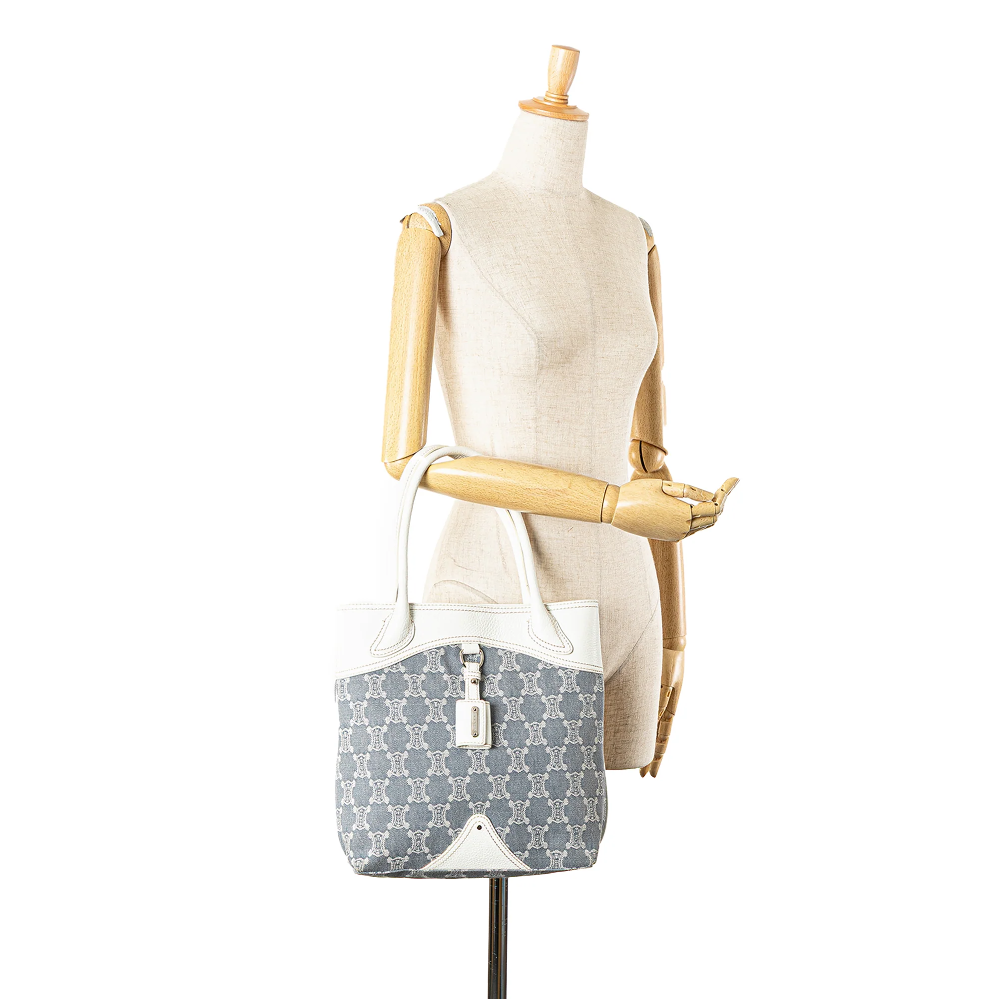 Celine | Pre-Owned Macadam Denim Tote | Blue/Denim/White - Image 3