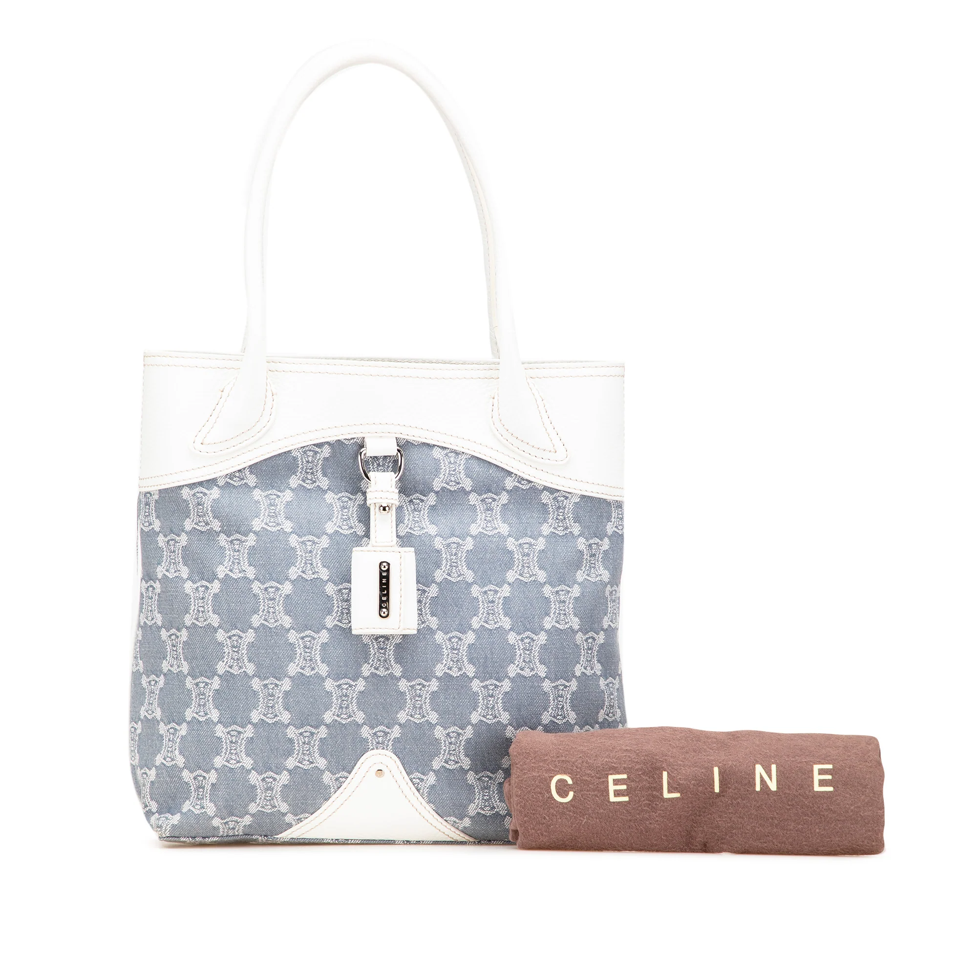 Celine | Pre-Owned Macadam Denim Tote | Blue/Denim/White - Image 4