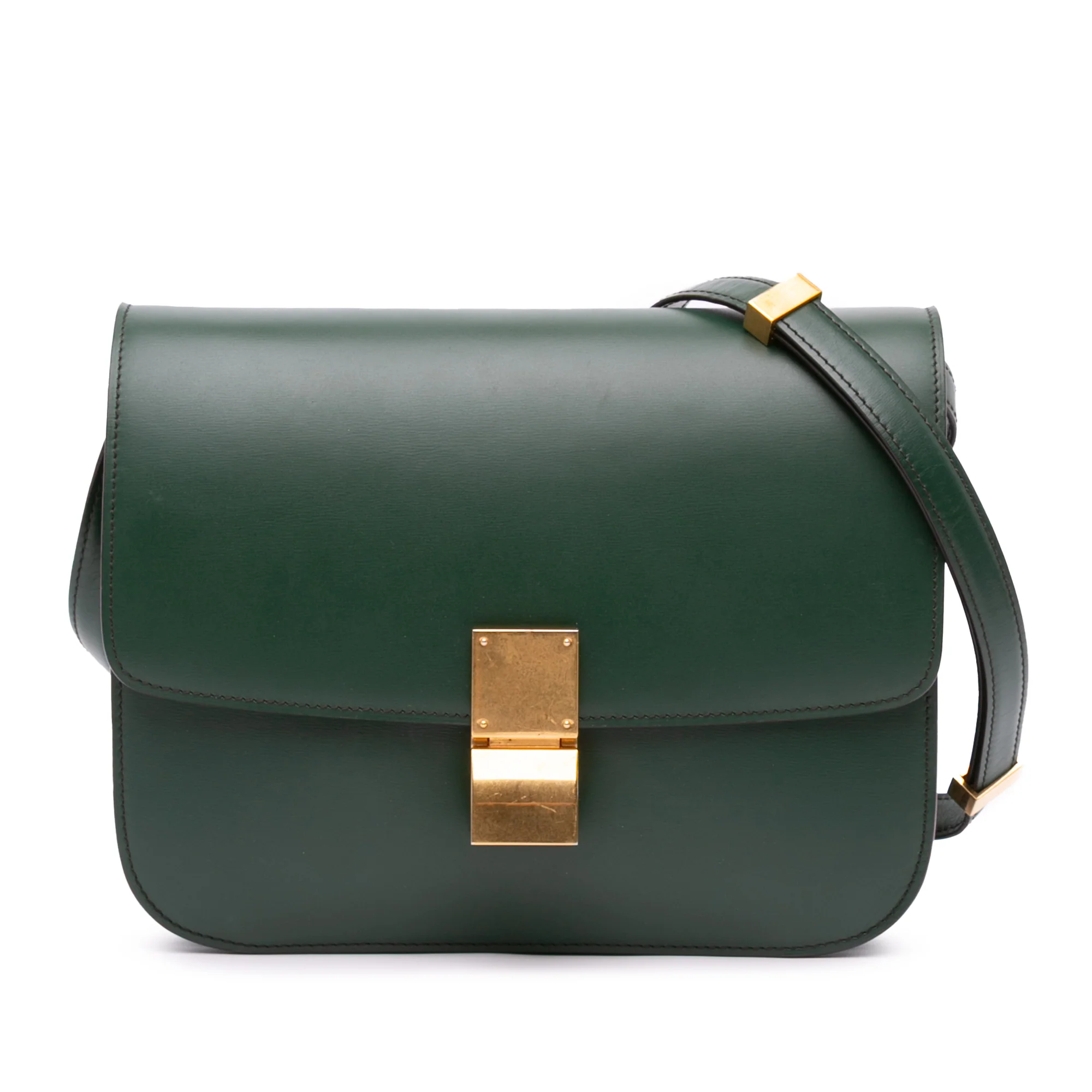 Celine | Pre-Owned Medium Calfskin Classic Box | Green/Dark Green