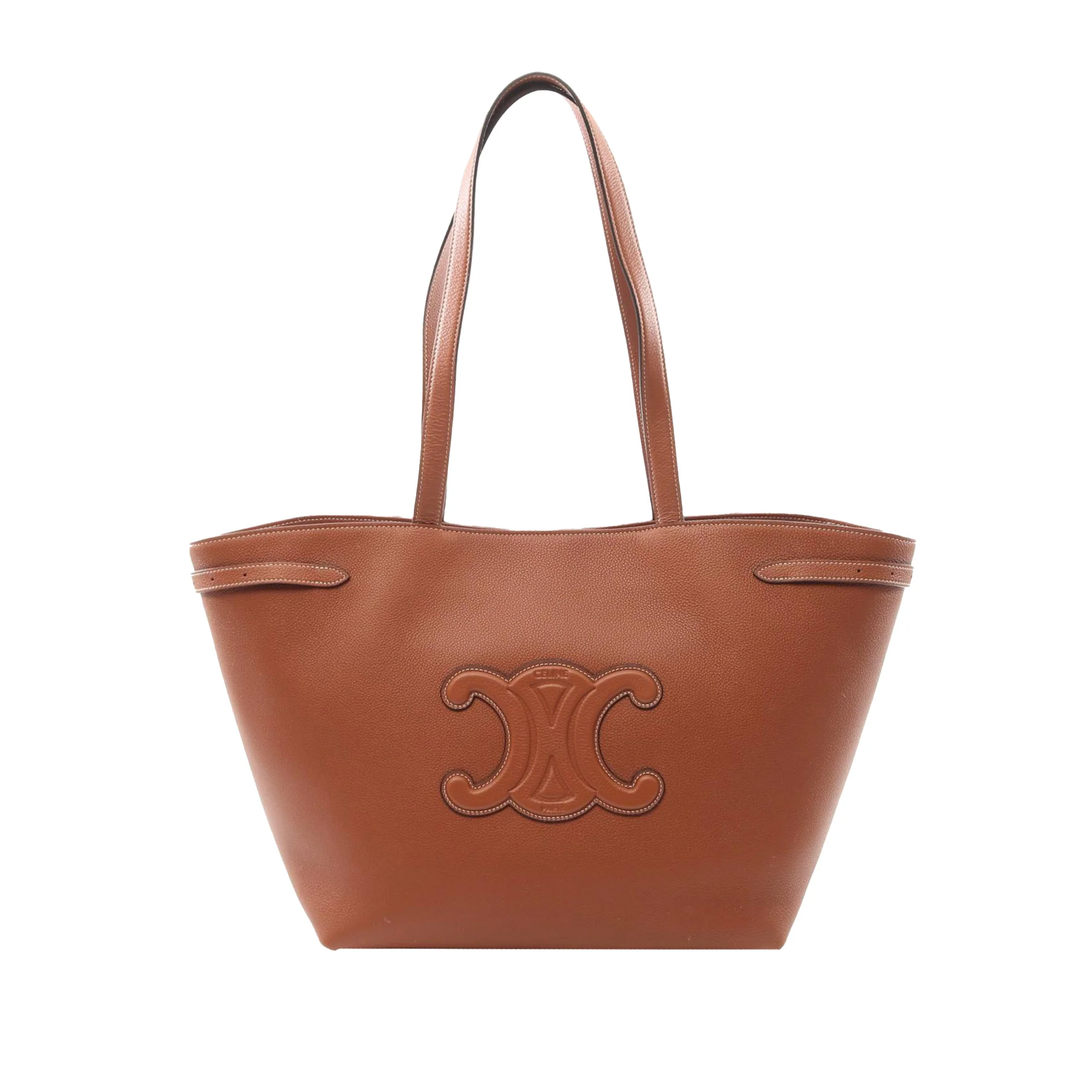Celine | Pre-Owned Medium Grained Calfskin Cuir Triomphe Cabas Anais Tote | Brown