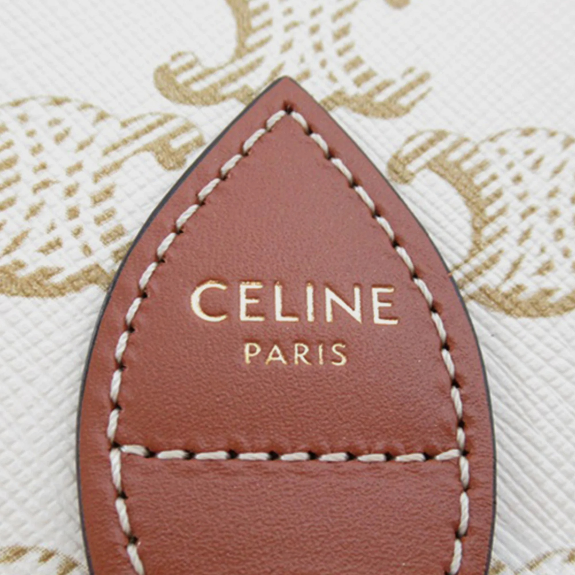 Celine | Pre-Owned Medium Triomphe Coated Canvas Folco Crossbody | White/Ivory - Image 7